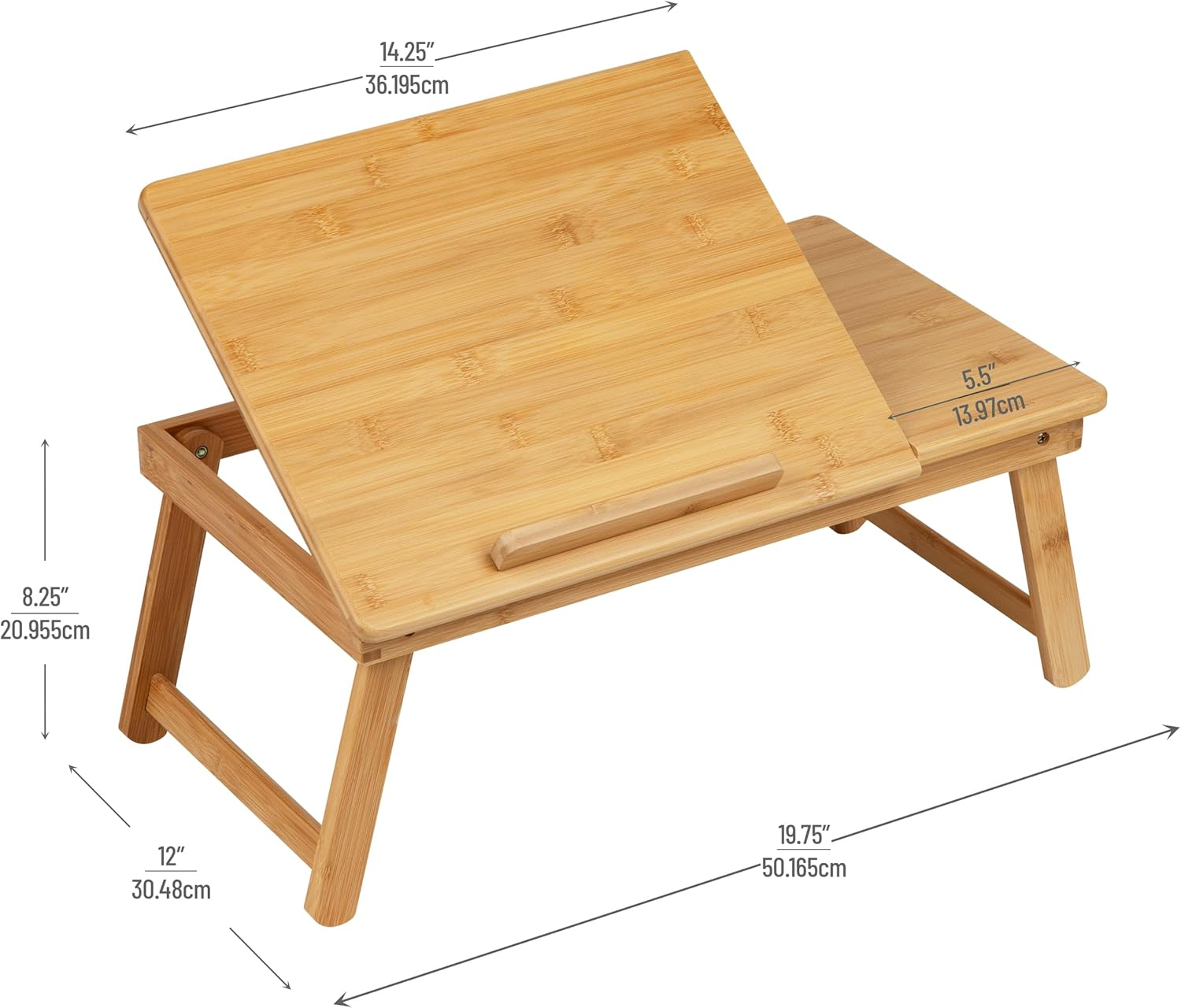 Mind Reader Lap Desk Laptop Stand, Bed Tray, Dorm Room, Folding Legs, Rayon from Bamboo, 19.75" L X 12" W X 8.25" H, Brown image number 5