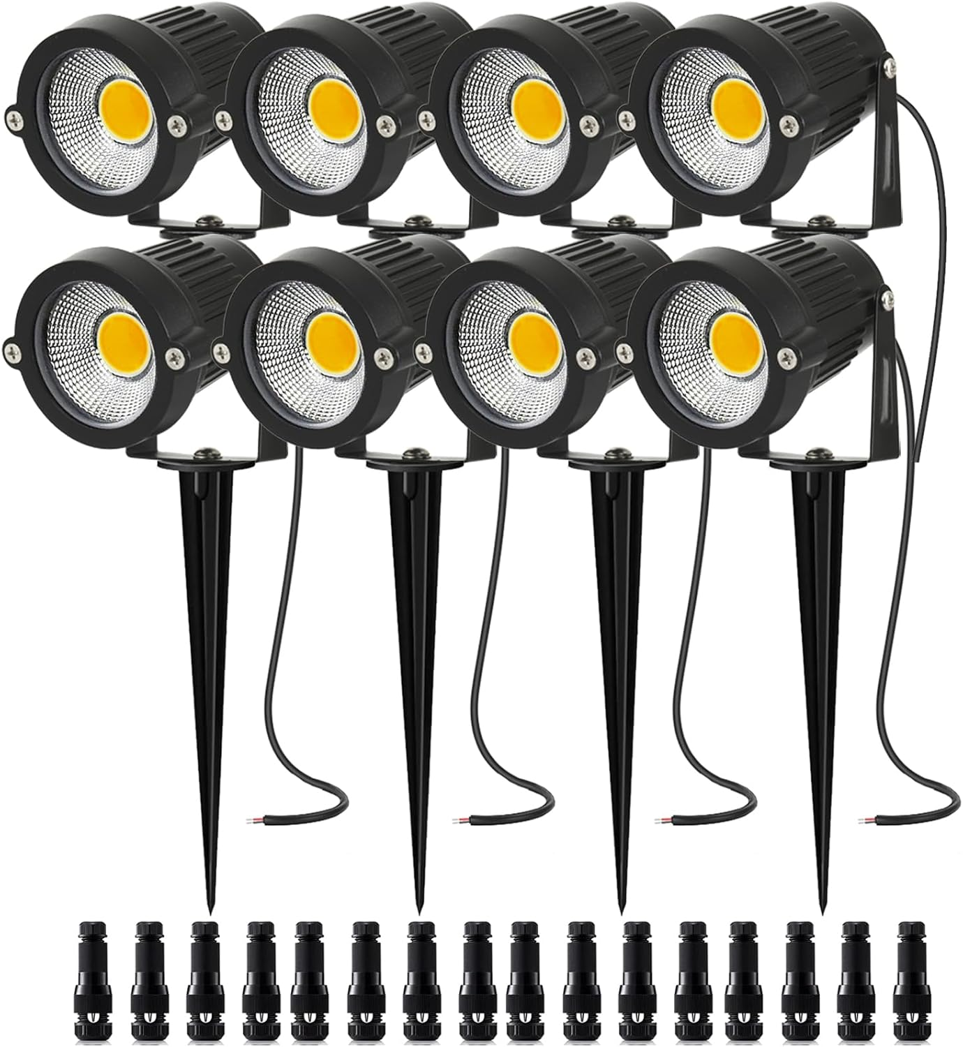 AHSELLUS Low Voltage Landscape Lights Outdoor LED Spotlights Garden Spot Lights Outdoor Pathway Lighting 5W 12V 24V IP66 Waterproof Spike Flood Lighting for Tree(8 Pack) image number 3