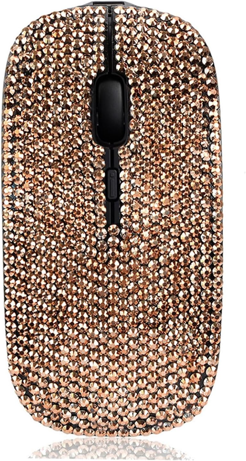 Pink Colorful Bling Luxury Crystal Rhinestone 2.4G Wireless Mouse for Laptop Computer, Cute Mouse for Girls - Pink Colorful image number 4