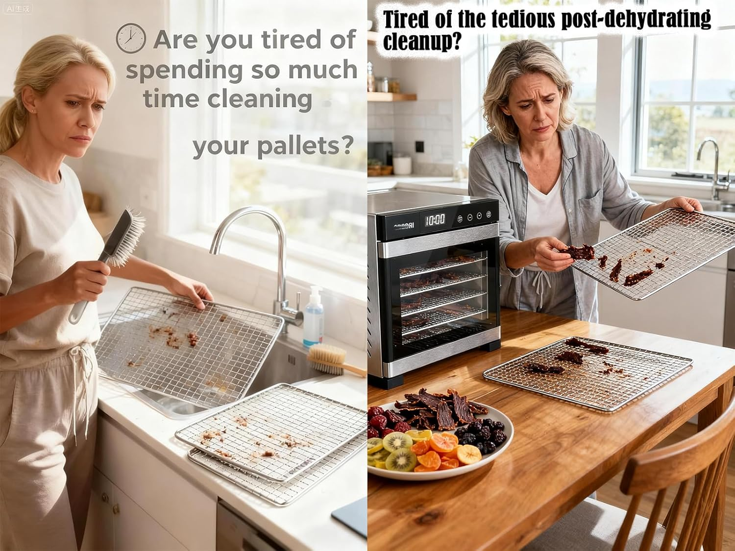 Kispog Mesh Silicone Dehydrator Sheets, 10X10 in 10 Pcs/Sets for Food Dehydrator & Freeze Dryer (10X10 INCH Mesh Silicone Dehtdrator Sheet) image number 2