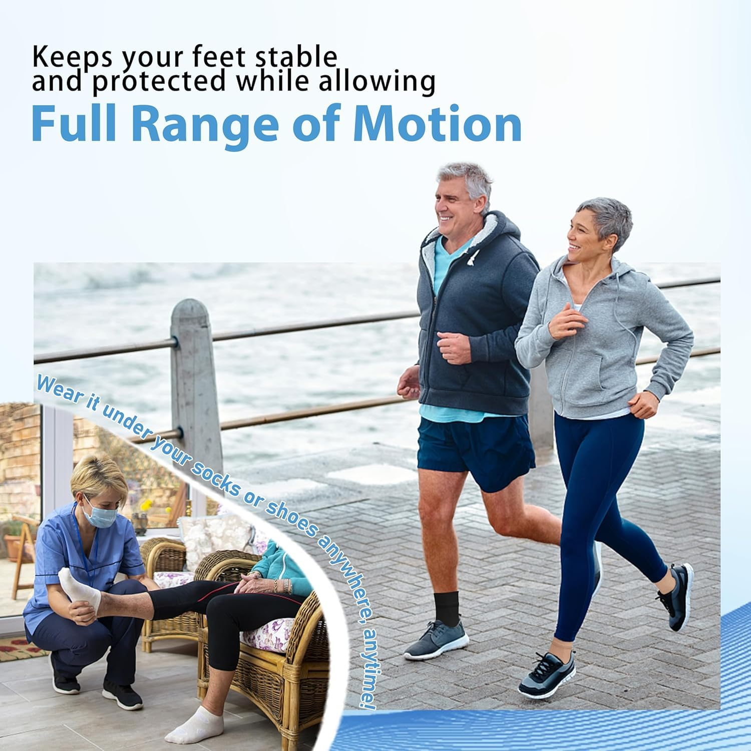 Ankle Brace Socks for Sprained Ankle Compression Sleeve - 2 Pairs Plantar Fasciitis Relief Braces - Foot Arch Support for Men and Women,Tendonitis & Arthritis Feet Sleeve, Stabilizing Ankles Wrap-Size L image number 3