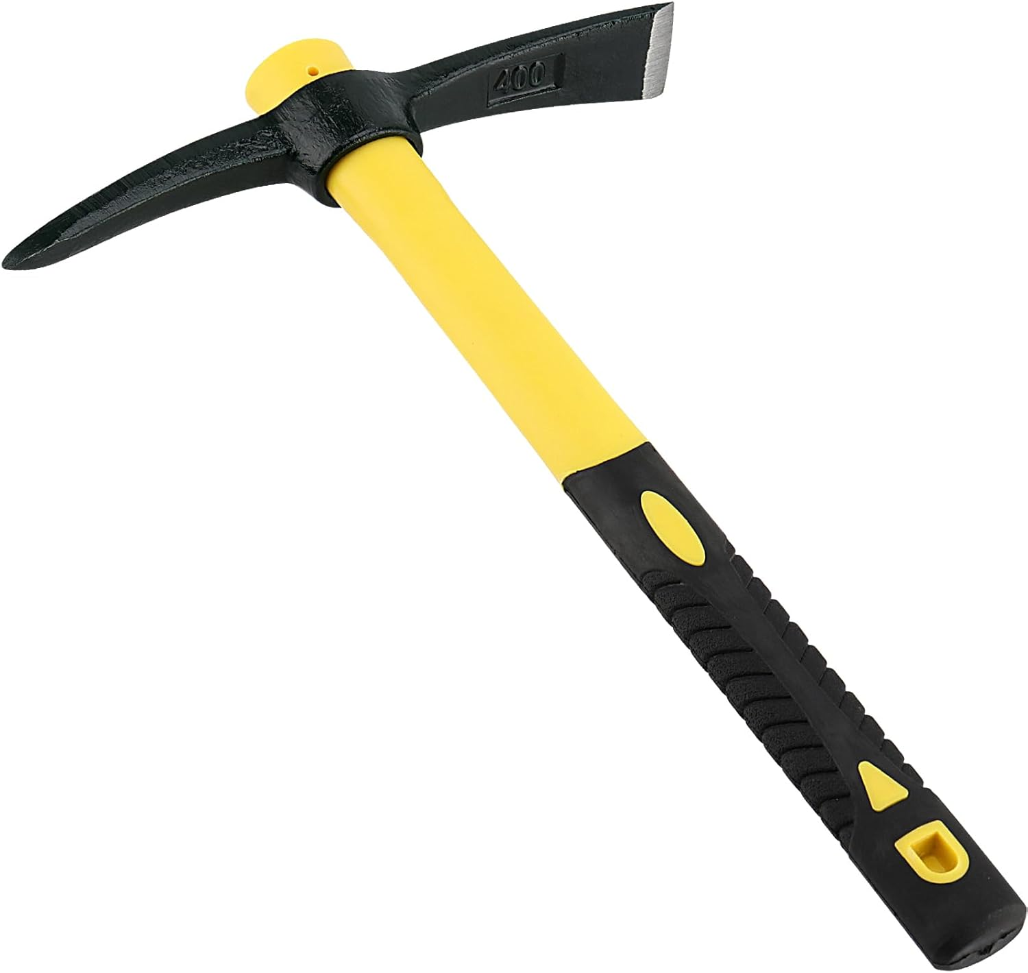 ZEONHEI Large Garden Pickaxe with Steel Forged Head and Plastic-Coated Fibreglass Handle (38 Cm), Pickaxe Robust Flat Hoe Combination Hoe, Ideal for Gardening, Camping image number 1
