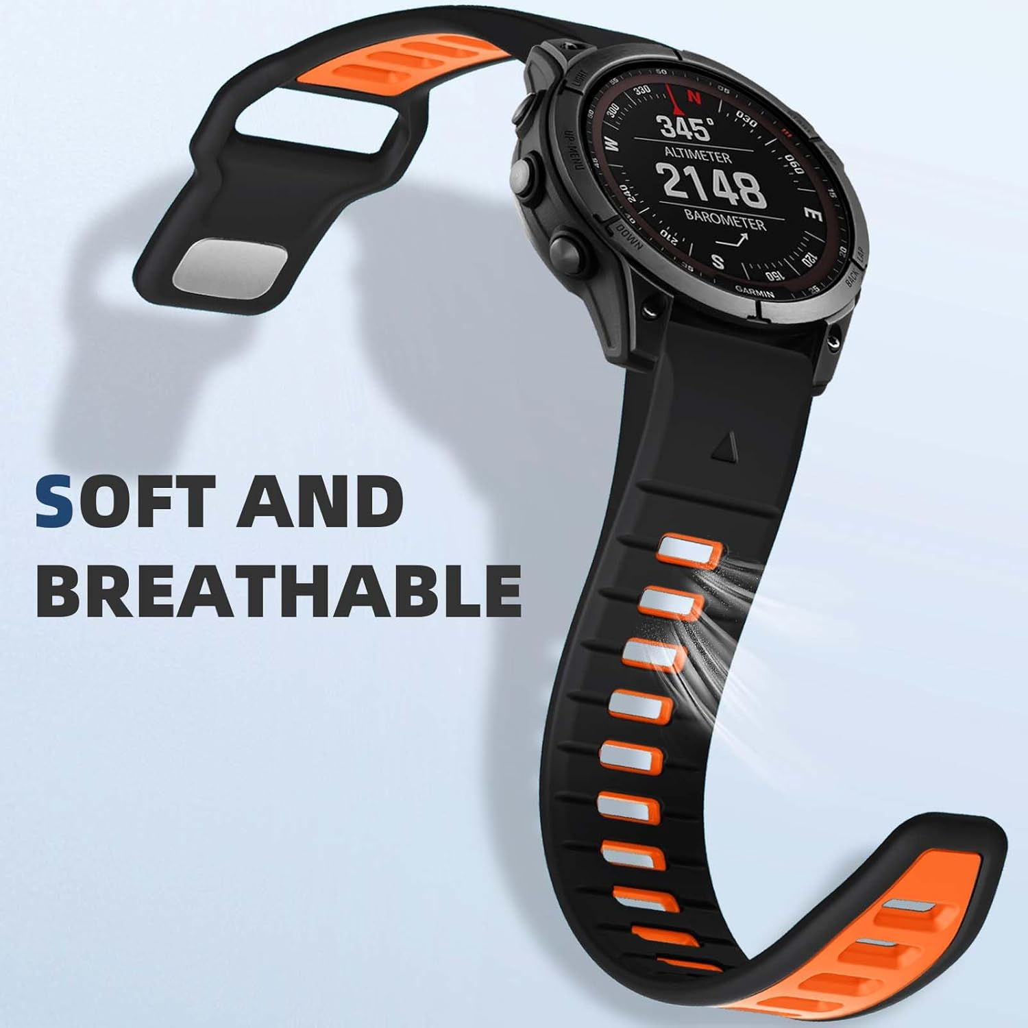 Negatta Quickfit 26Mm Band Replacement Compatible with Garmin Fenix 8 51Mm 7X 6X 5X Watch, Soft Silicone Sport Strap Also for Fenix 3 Hr/Instinct 2X Solar 3 50Mm /Enduro/Quatix/Tactix/Epix Pro 2 image number 5