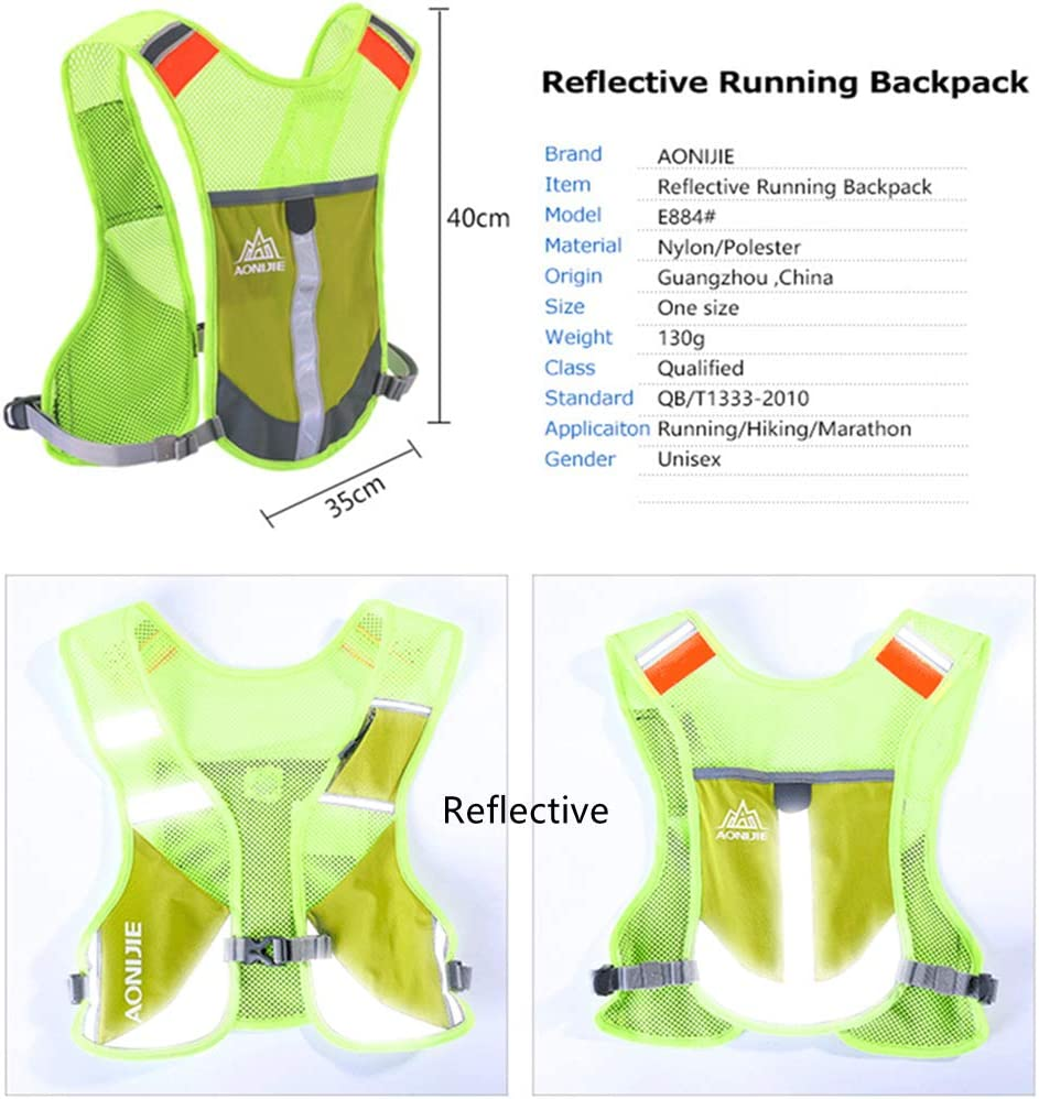 AONIJIE Men Women Ultralight Running Vest Pack Reflective Breathable Hydration Backpack for Hiking Camping Marathon Cycling Race
