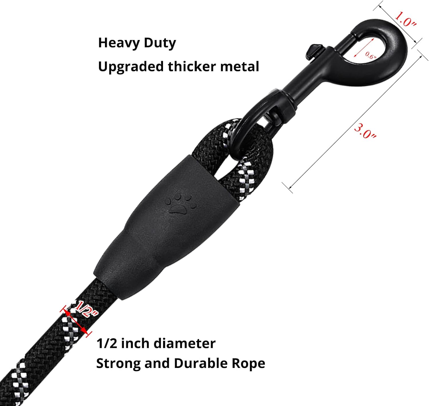 Dog Leash, 1/2 Inch X 6.56 Foot Strong Dog Leash with Comfortable Padded Handle and Highly Reflective Threads Large and Medium Breeds image number 5