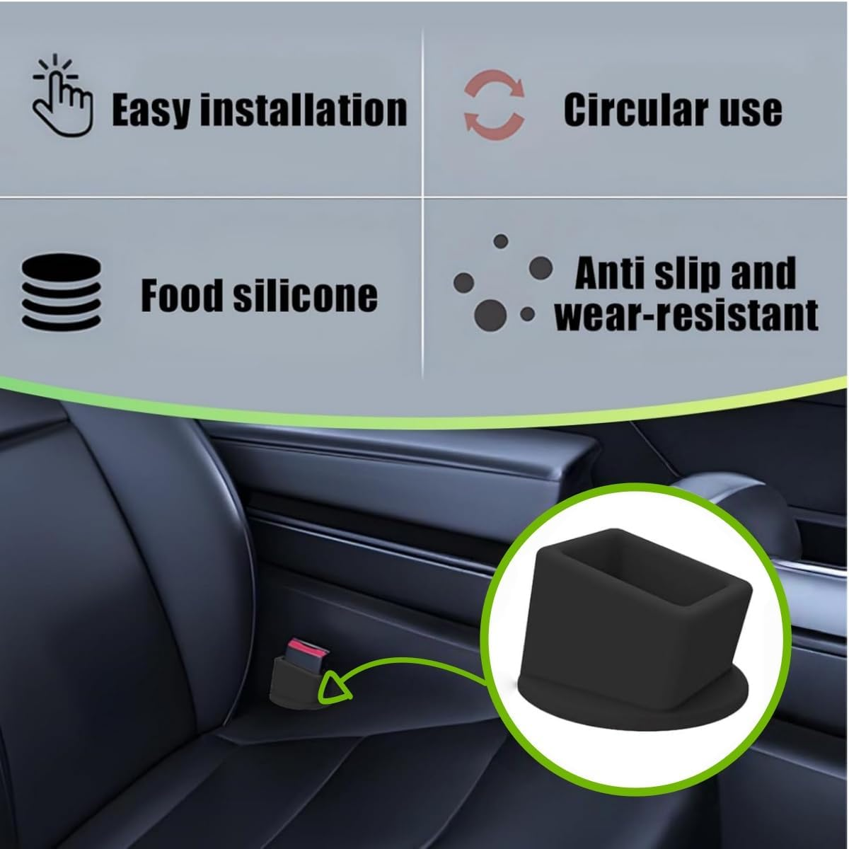 2 Pcs Seat Belt Bucklers, Silicone Seat Belt Extenders, Easily Accessible Car Boosters, Suitable for Most Vehicle Models (Black) image number 3