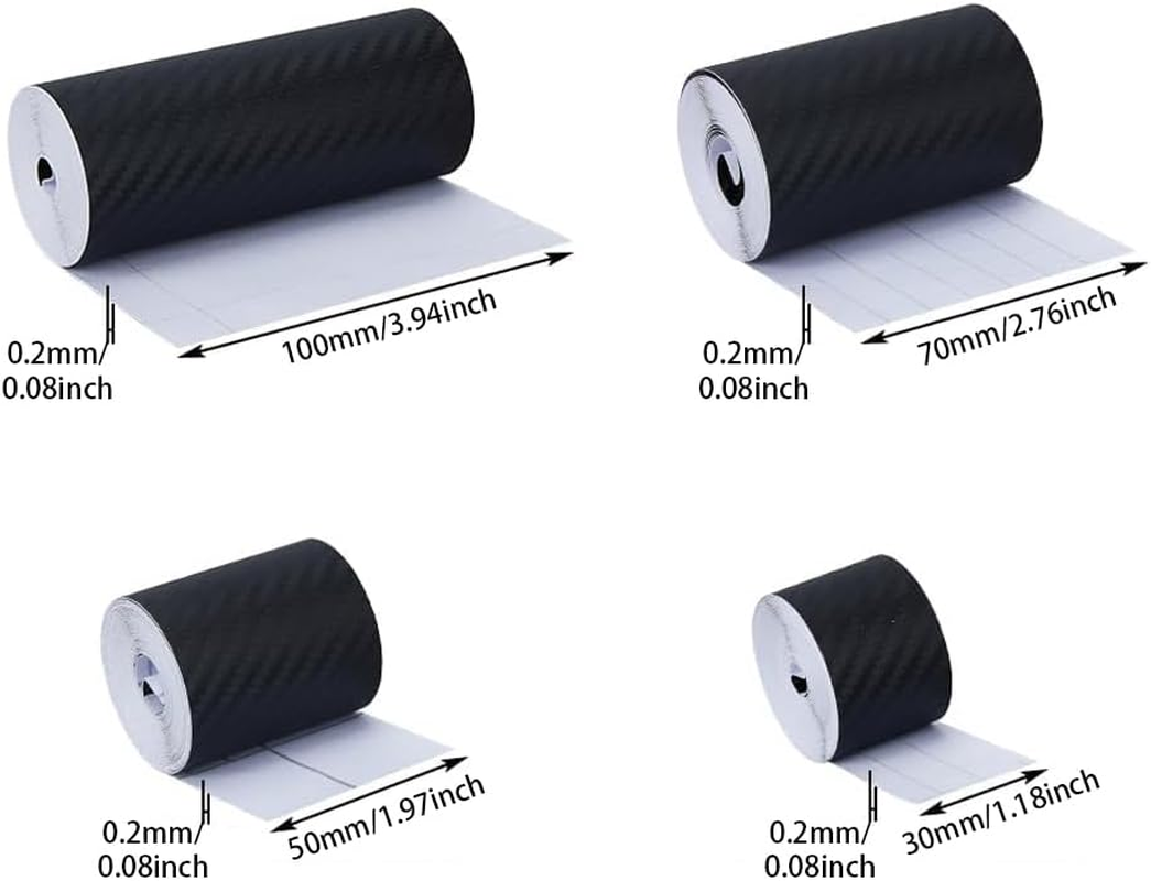 4 Rolls Carbon Fiber Vinyl Wrap Tape with Scraper Tool for Car Detailing and Sticker Application