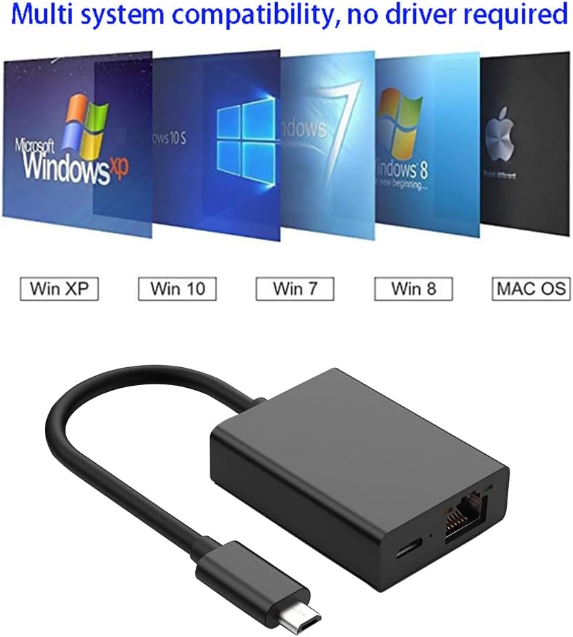 Micro USB to Ethernet Adapter 2 in 1 Micro USB to RJ45 Adapter with 5W Type C Charging Port Supports 100Mbps for Android Tablets (6.0+) & Phones image number 3