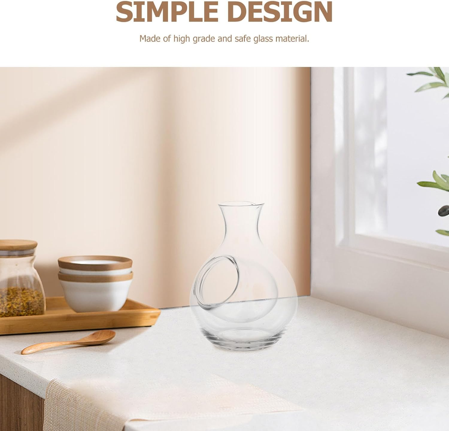 Gatuida Japanese Style 300Ml Crystal Glass Ice Wine Decanter with Slant Spout, Cooling Brandy Container and Glass Liquor Dispenser for Home Dining and Entertaining image number 1