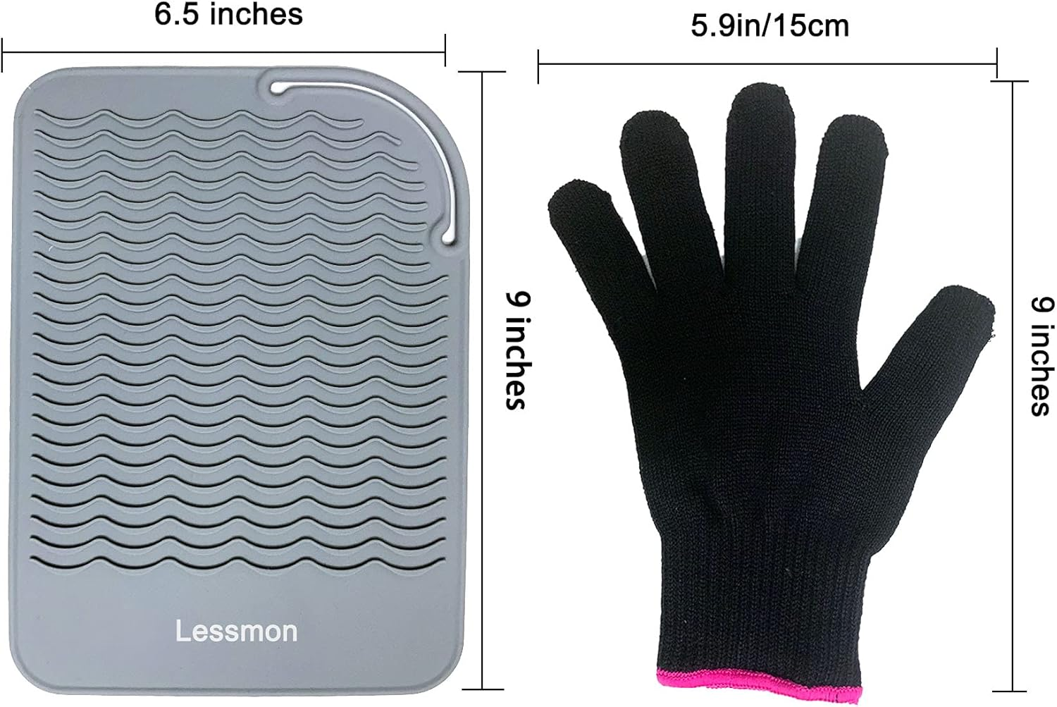 Flat Iron Travel Mat, Curling Iron Counter Protector with Heat Resistant Glove for Curling Irons, Hair Straightener, Flat Irons and Hair Styling Tools, 9&rdquo; X 6.5&rdquo;, Gray by Lessmon image number 3