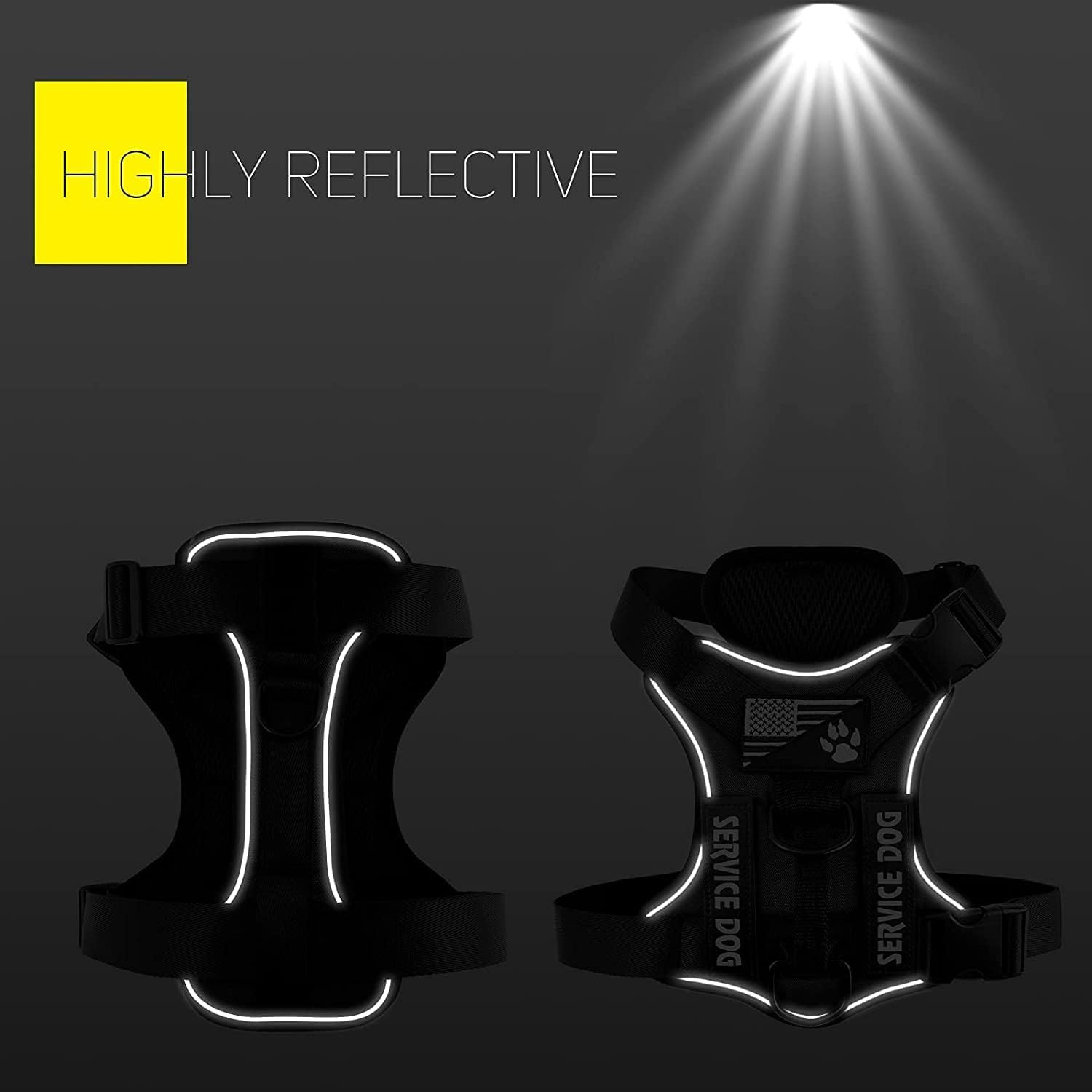 Demigreat Service Dog Harness, Reflective Dog Vest Harness with 5 PCS Patches, Adjustable Soft Oxford Pet Harness, Inner Layer Mesh, Easy to Control for Small Medium Large Dogs&hellip; image number 1