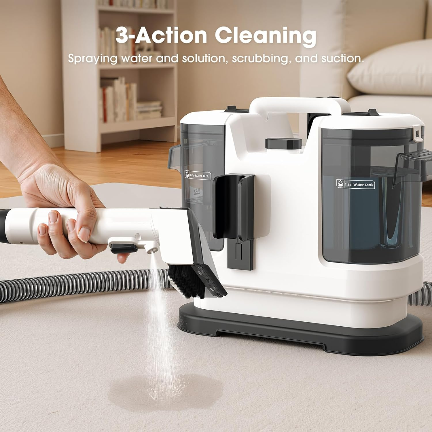 Carpet Spot Cleaner 450W Motor - 13.5Kpa Suction Upholstery Cleaner Machine, Handheld Portable Carpet Cleaner with Self-Cleaning Deep Cleaning for Pet Stain, Couch, Area Rug and Car image number 3