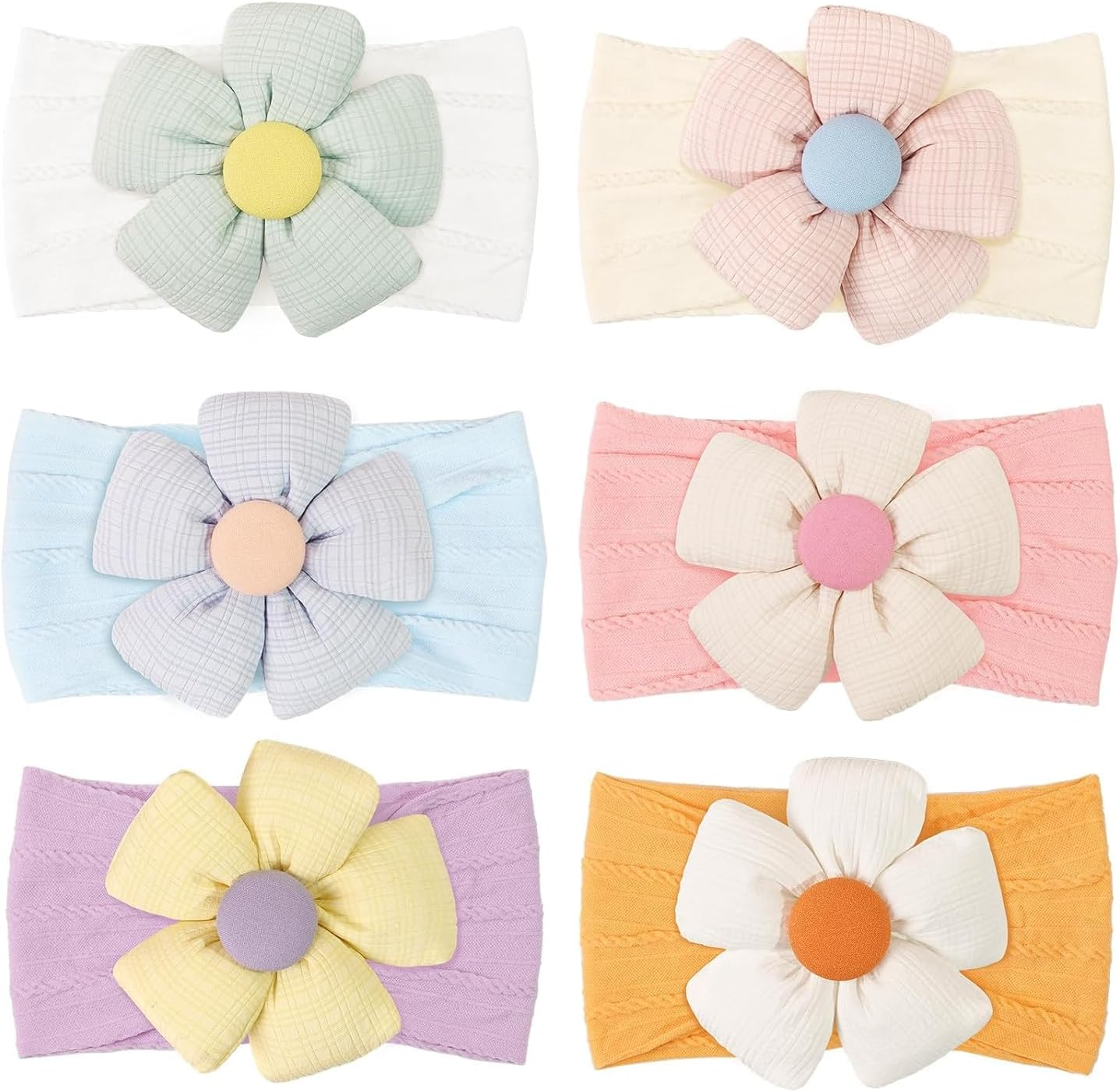 Baby Flower Headbands Baby Girls Flower Bows Nylon Head Wear Hair Accessories for Newborn Infant Toddlers image number 5
