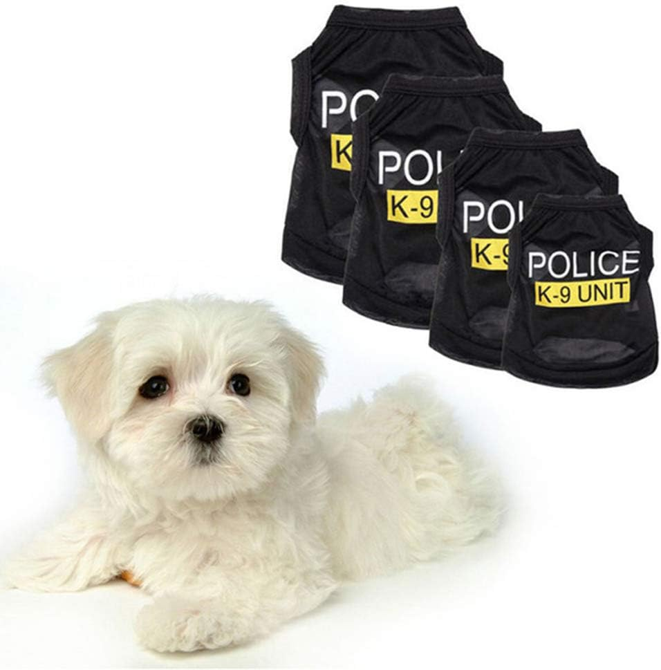 Pet Dog Puppy Vest T-Shirt Police Suit Cosplay Dog Costume Black image number 1