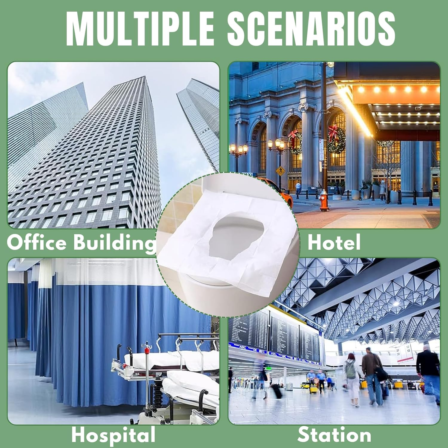 Toilet Seat Cover - Portable Toilet Seat Paper Covers, JOMWEN Disposable Flushable for Bathroom Travel Camping Hotel Essentials,Sticker Free, 5 Pack of 50 image number 2