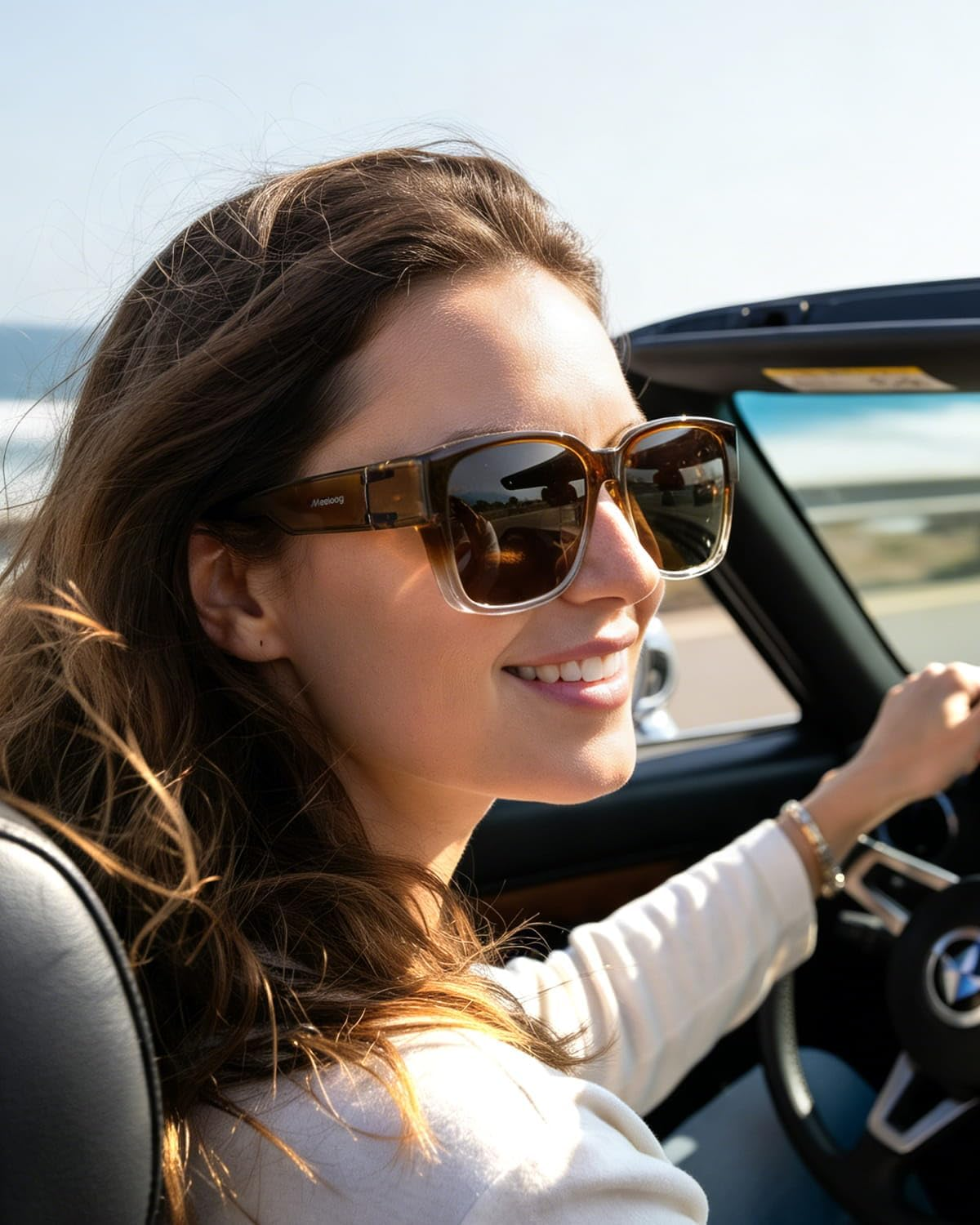 Meeloog Polarized Fit over Glasses Sunglasses for Women, Square Wrap around Lightweight Shades for Driving Riding MST0099 image number 3