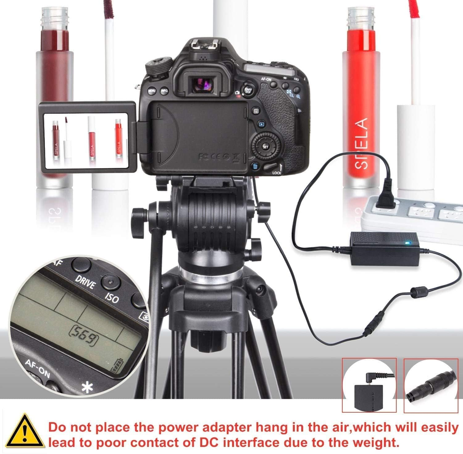 Kimaru ACK-E6 AC Power Adapter LP-E6 LP-E6N Dummy Battery DR-E6 DC Coupler Kit for Canon EOS 80D,70D,60D, 5D Mark II,5D Mark IV,6D,6D Mark Ii,60Da,7D,7D Mark Ii,5Ds, 5Ds R,90D,EOS R,R5,R6 Cameras.