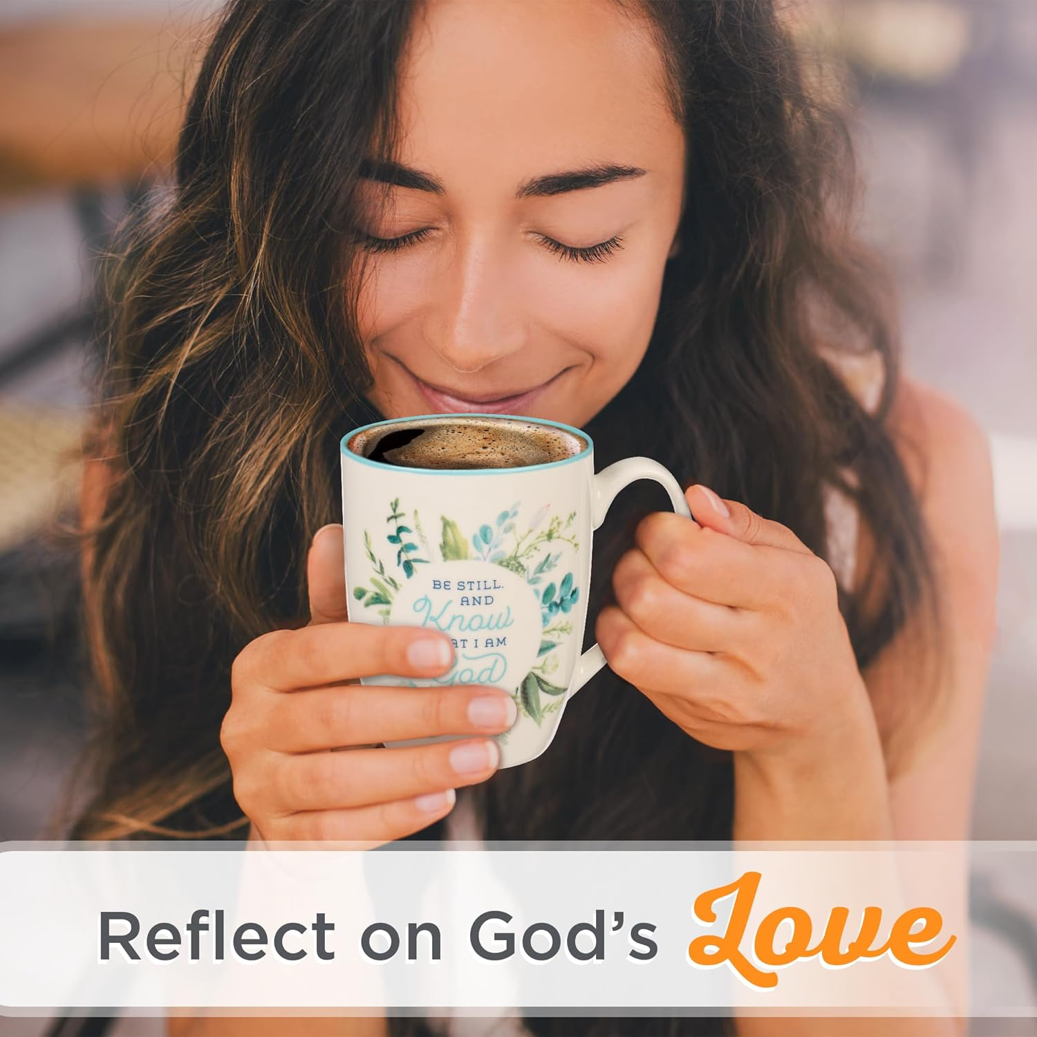 Christian Art Gifts Women'S Ceramic Coffee & Tea Mug: Be Still and Know - Psalm 46:10 Scripture, Microwave/Dishwasher Safe Cup, Lead-Free/Non-Toxic Religious Drinkware, Teal/White Floral, 12 Fl. Oz. - Be Still/Teal  White image number 3
