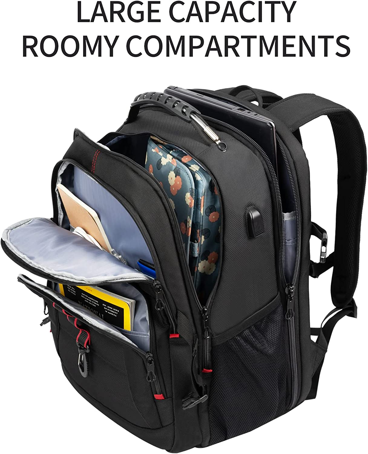 KROSER Gro&szlig;er Rucksack F&uuml;r Herren, 17,3 &ndash; 18,4 Zoll, XXXL, Laptop-Rucksack, Mit Rfid-Taschen Und Wasserdicht, Tragbar, F&uuml;r Reisen/Universit&auml;t/Gesch&auml;ft/College/M&auml;nner/Frauen image number 2