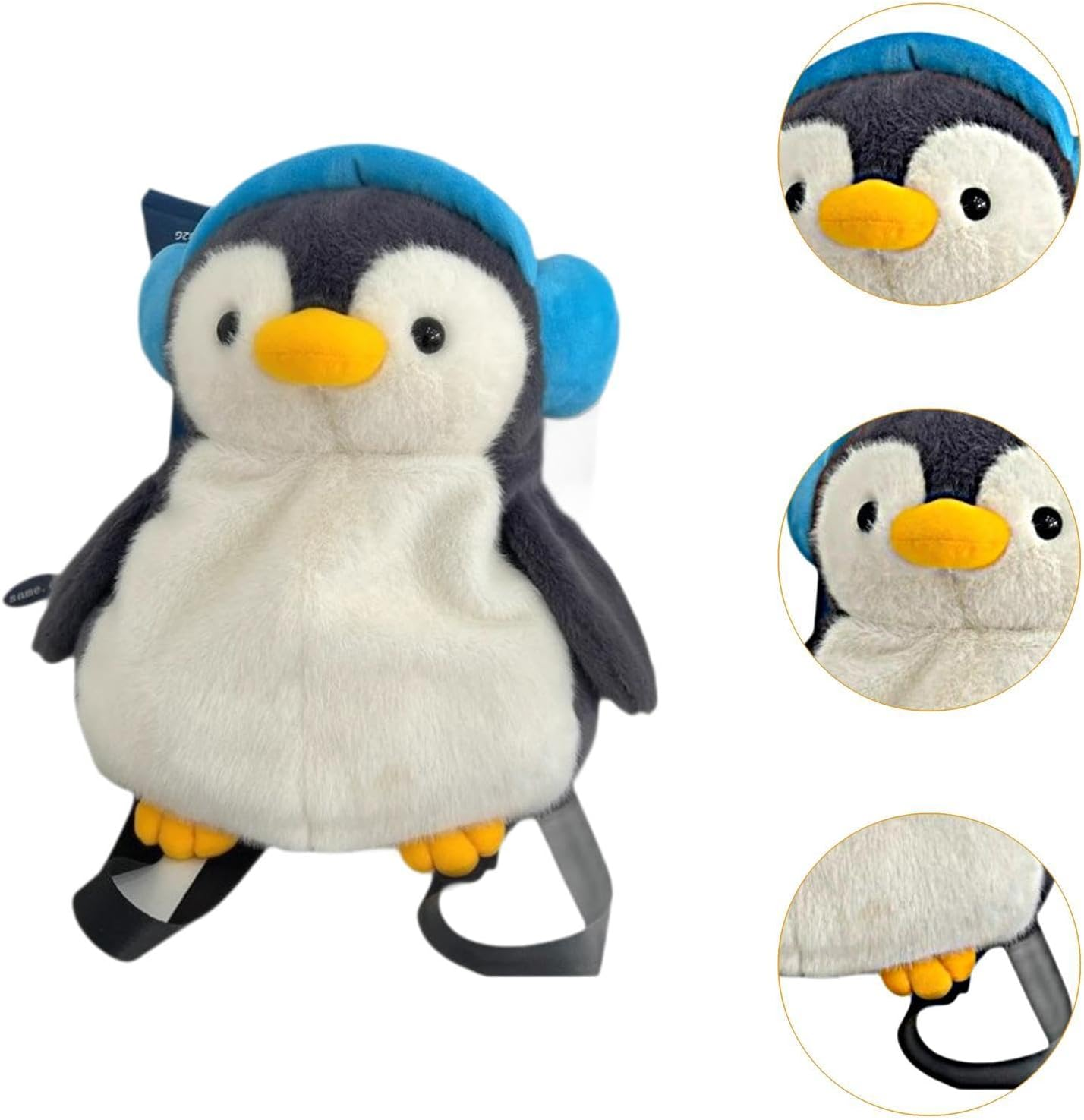 Yuksok Cartoon Penguin Doll Backpack Animal Toy Soft 11.4X15Inch Versatile for Birthday Gift Small Travel Bag Handbag