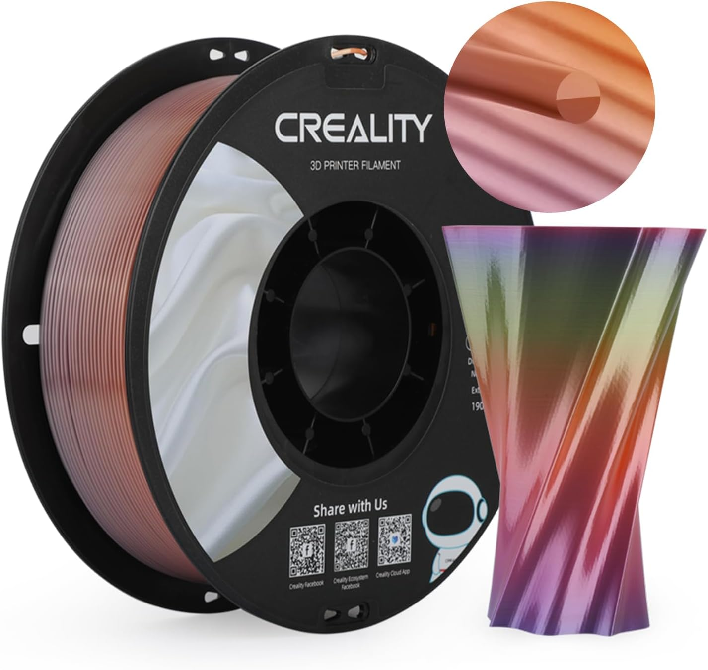 Creality 2 Kg Black & White PETG 1.75Mm Filament, 3D Printer Filament Bundle, Excellent Toughness High Precision, Odorless Non-Toxic Moistureproof, Glossy, Accuracy +/- 0.02Mm