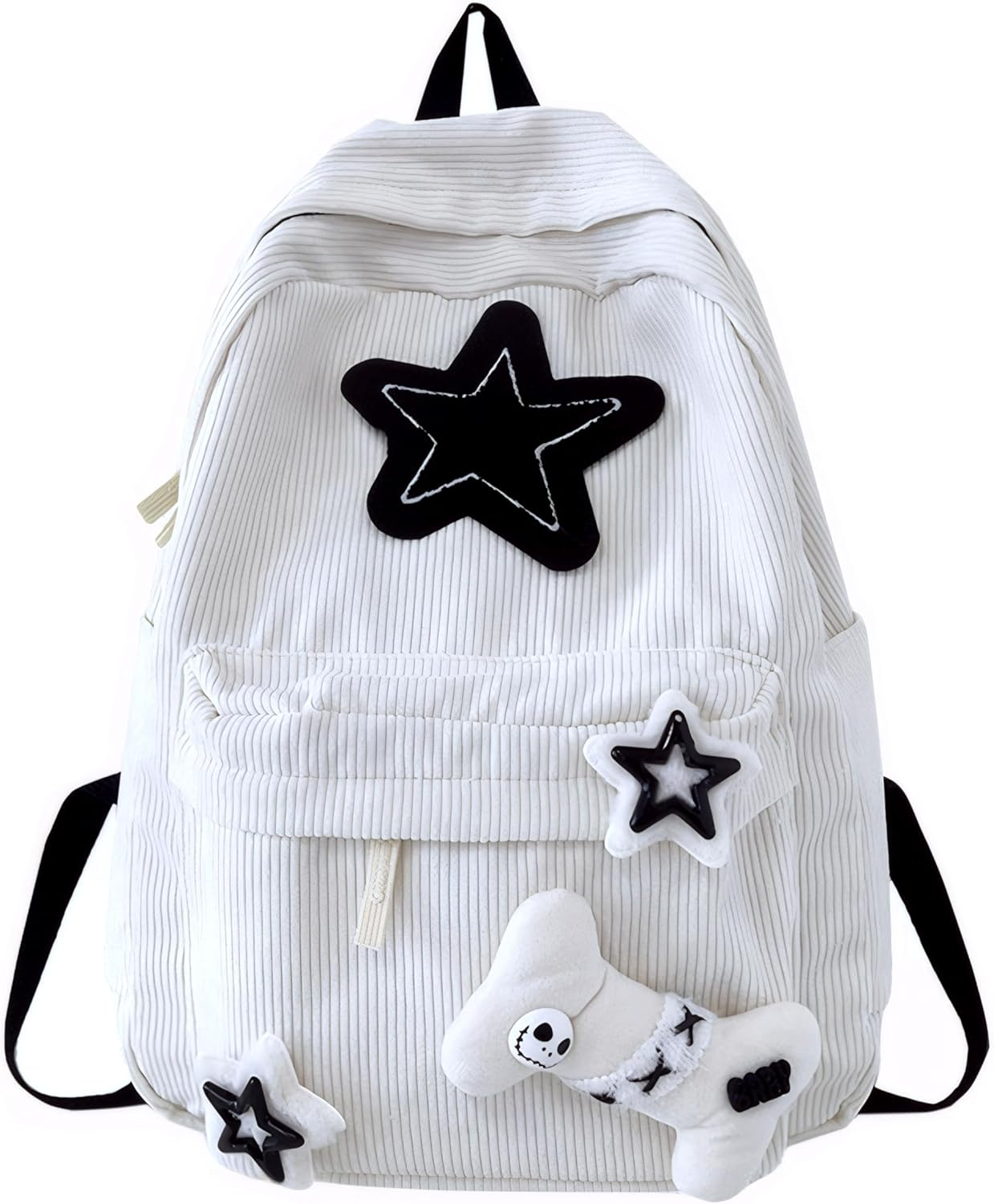 YWOIHL Y2K Star Backpack Kawaii Corduroy Aesthetic Bag Teen Girls Cute Daypack Japanese Fluffy Bookbag