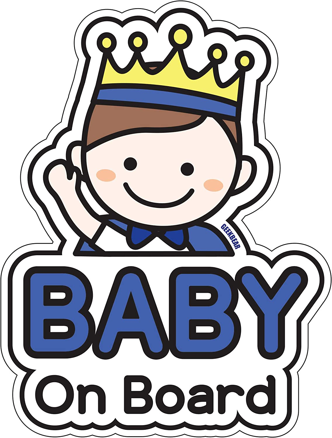 GEEKBEAR Baby on Board Sticker for Cars - Magnet, Sign, Decal - Cute and Funny Baby in Car Sticker (05. Cute Alien Boy)