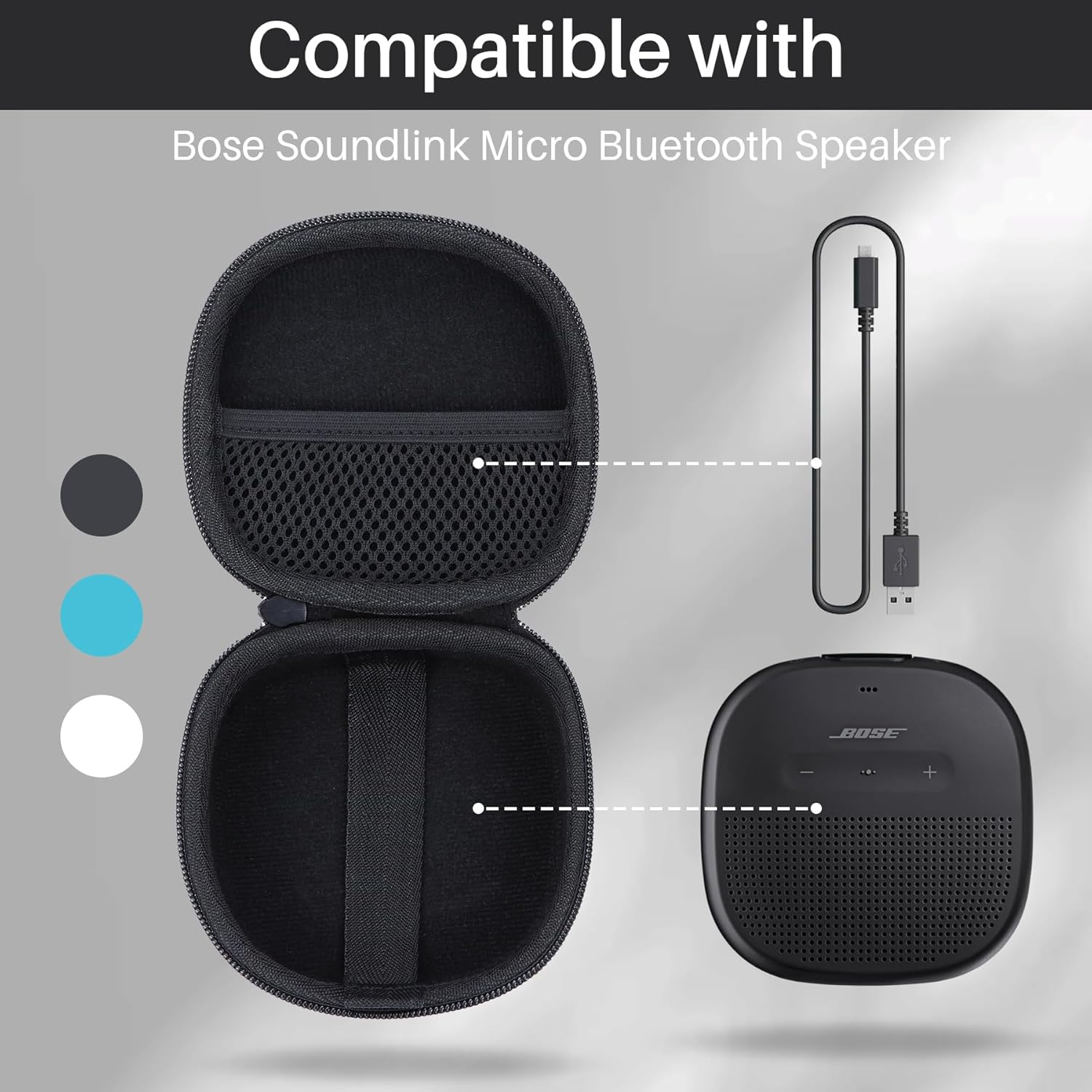 Lebakort Hard Case Compatible with Bose Soundlink Micro/Micro 2Nd Speaker (Black Case) image number 5