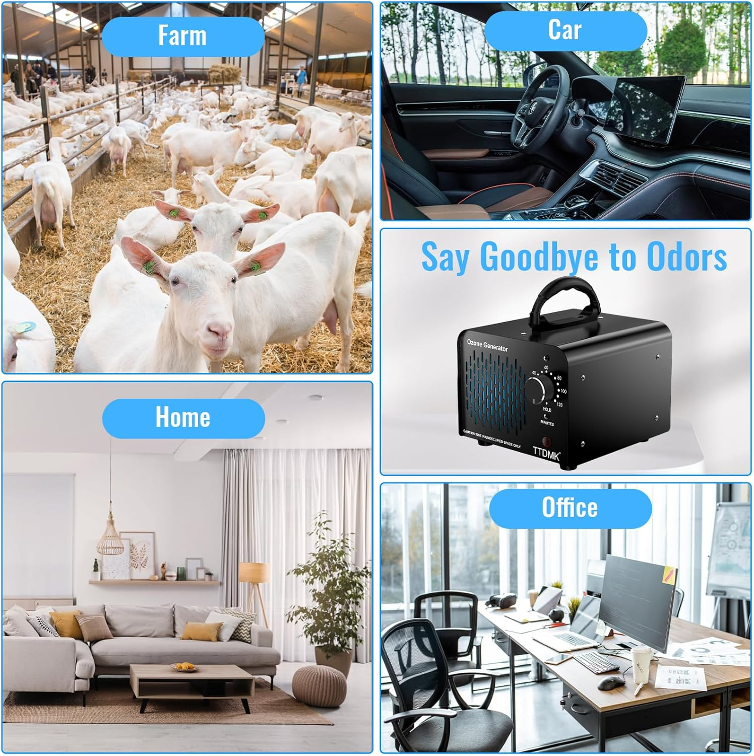 Ozone Generator 15,000Mg/H, Commercial Ozone Machine, High Capacity Ozone Machine Odor Removal, Home Ozone Generator for Car, Pet, Smoke, Home, Etc (Black) image number 1