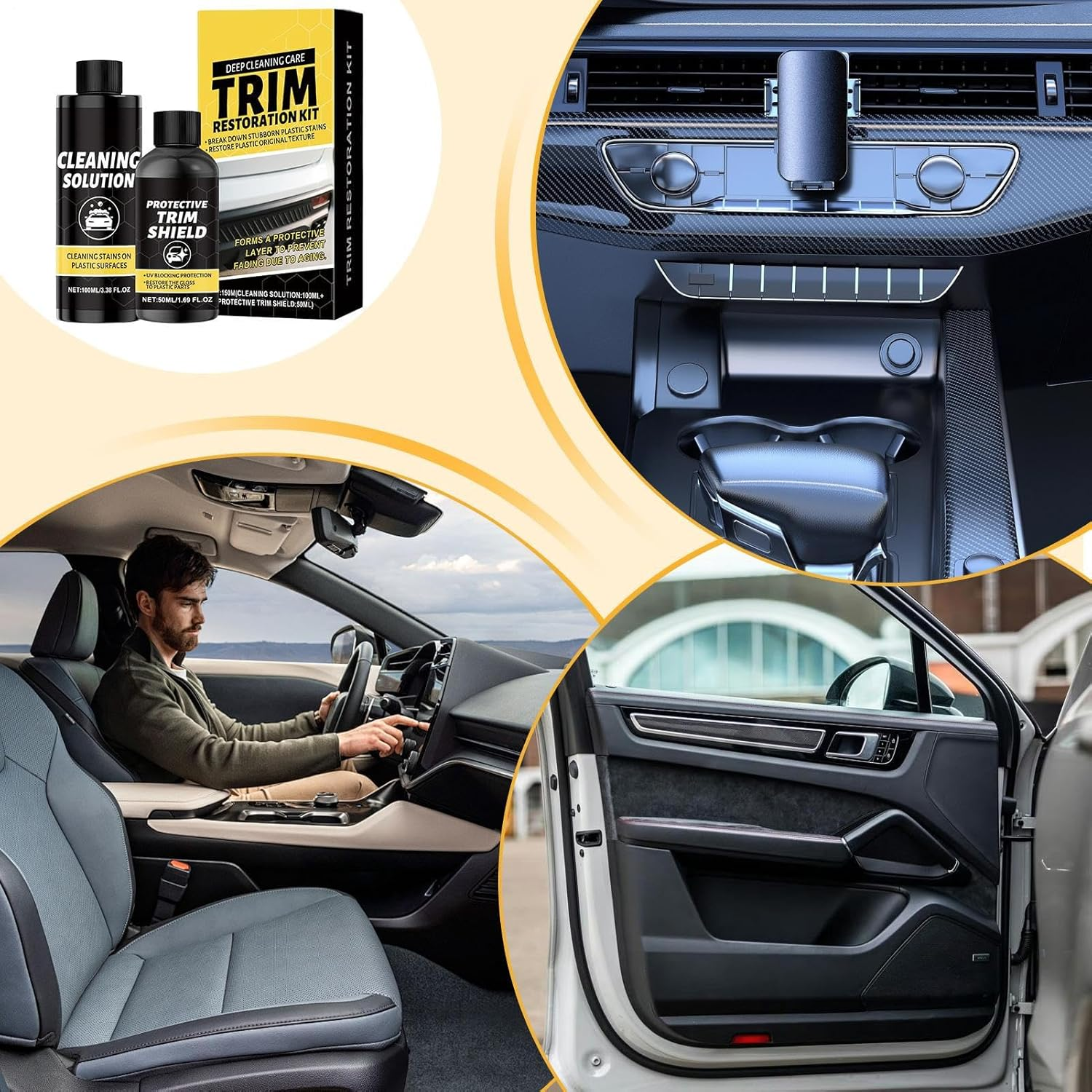 Trim Shine for Car, Vehicle Detailing Renovation Kit, Scratch-Resistant Car Trim Cleaning and Care Kit for Garage RV Repair Shop Dashboard Automotive SUV Truck image number 2