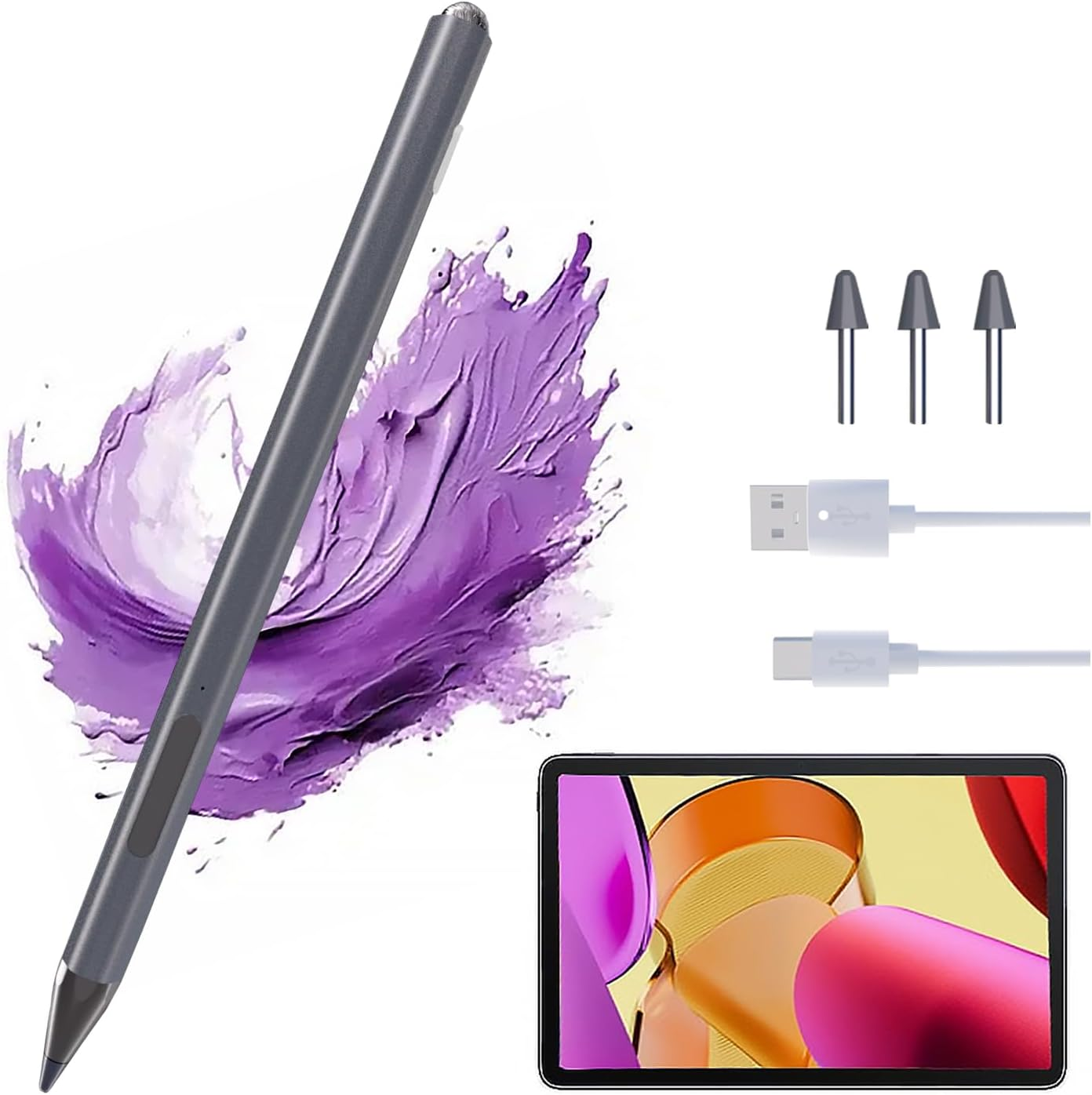 USI 2.0 Stylus Pen - for Amazon Fire Max 11, Google Pixel Tablet and Lenovo/Acer Some Chromebook, 2025 Upgraded 4096 Pressure USB-C Fast Charging Ergonomic and Anti-Slip Slight Hexagonal USI Pen image number 2