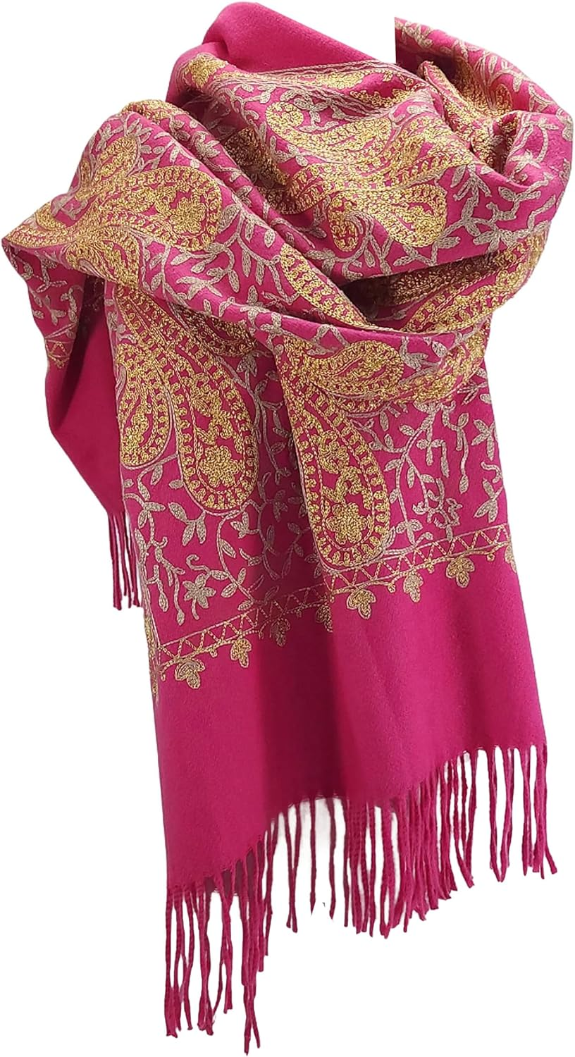GFM&reg; Embroidered Cashmere Texture Wool Pashmina Shawl - Autumn-Winter - Valentine'S Mother;S Day Christmas (EMBSHL-A)