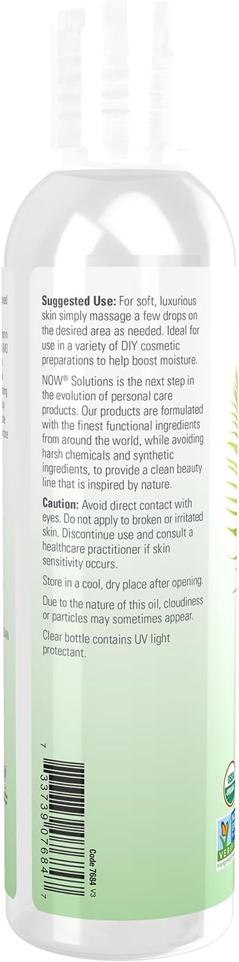 NOW Solutions, Organic Vegetable Glycerin Oil, 100% Pure, Softening and Moistrizing Multi-Purpose Skin Care, 8-Ounce