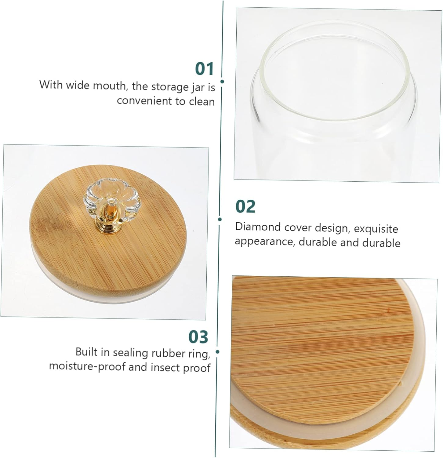 GRIRIW 2Pcs Glass Tea Jar Loose Tea Canister Lid Dried Fruit Storage Canisters for Kitchen Home Organizing image number 6