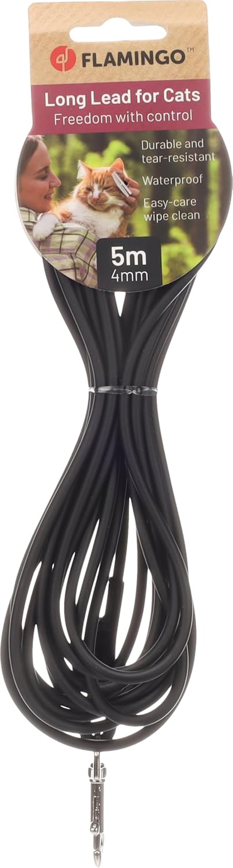 Flamingo Cat Training and Tracking Leash Caspar Black 5M 4Mm image number 1