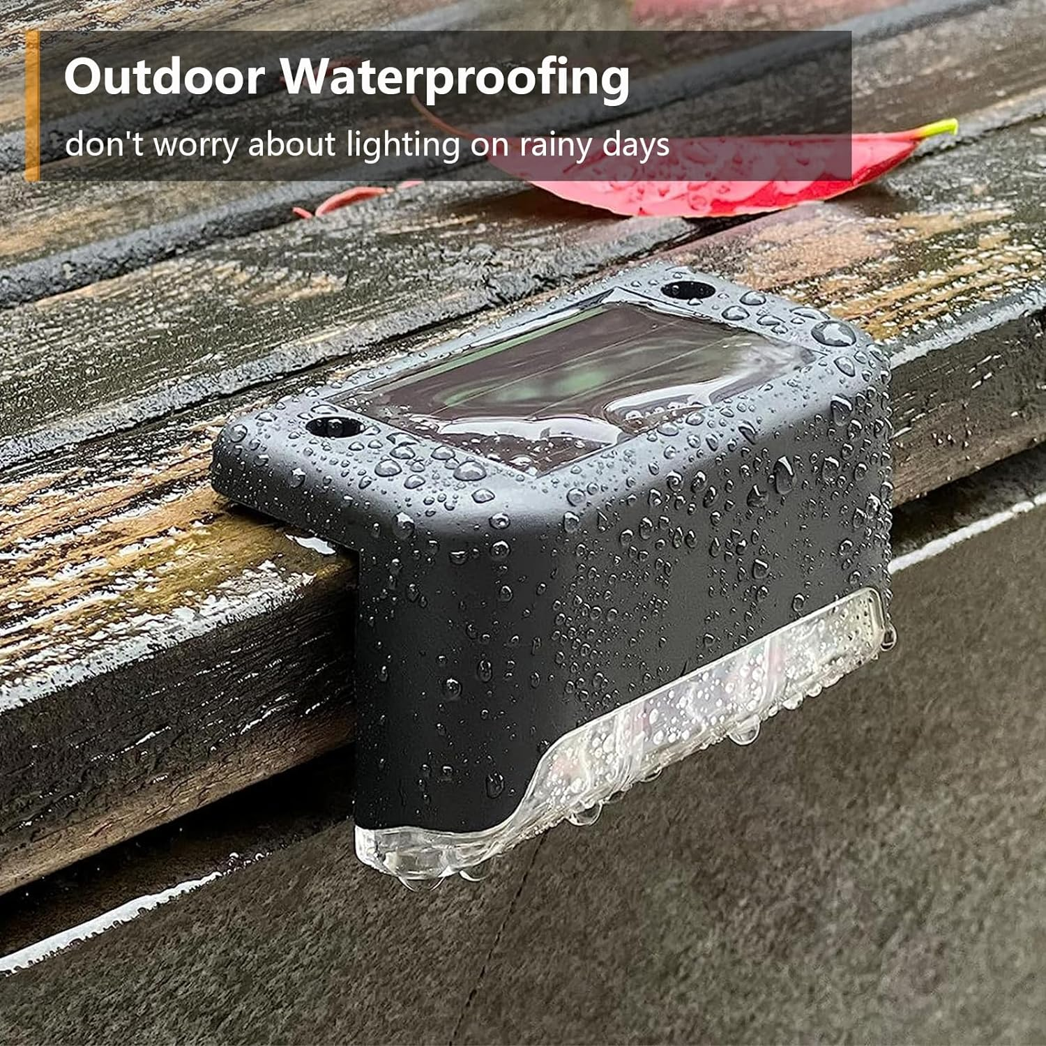 4Pack Solar Deck Lights Outdoor Waterproof, Solar Step Lights Led Warm Light, Solar Step Lights for Stairs Garden Fences Railing Yards Backyard Balconies (Warm) image number 3