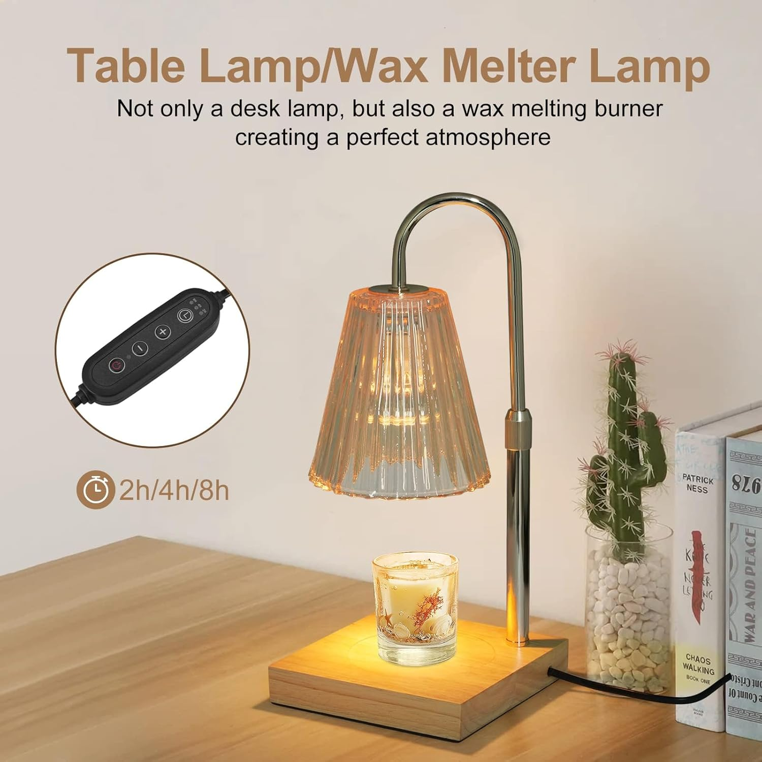 MZDMY Candle Warmer Lamp with 2 Bulbs,Adjustable Height,Dimmable Electric Candle Lamp with Timer,Gifts for Mom,Bedroom Home Decor,Amber image number 6