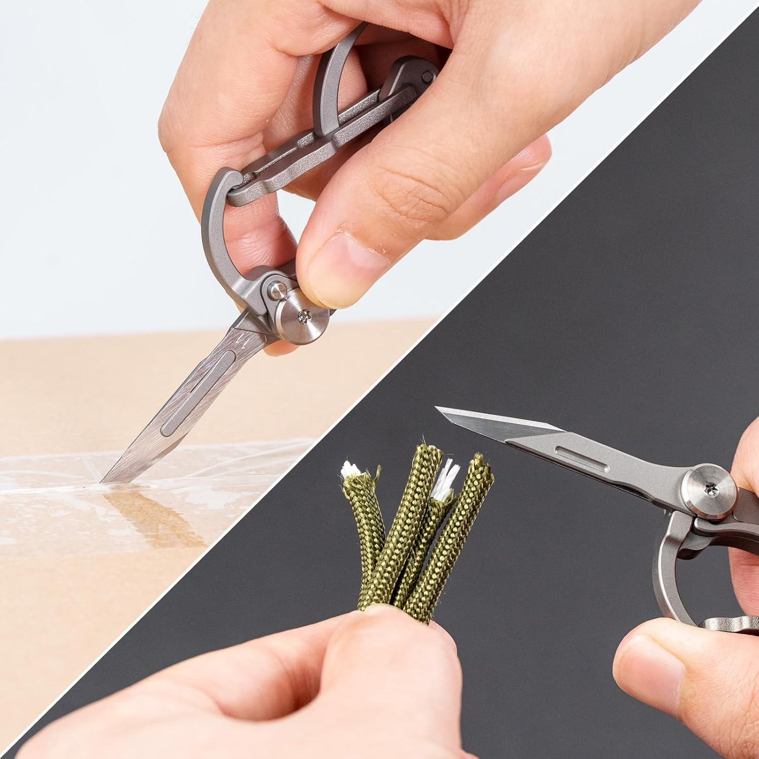 Rovyvon U4 Pro+ Titanium Carabiner Multitool, Small Keychain Carabiner with Hidden Folding Knife and Dual-Bit Screwdriver Set, Multifunctional EDC Gadget for Men, Outdoor Survival, Camping, Daily Use image number 4