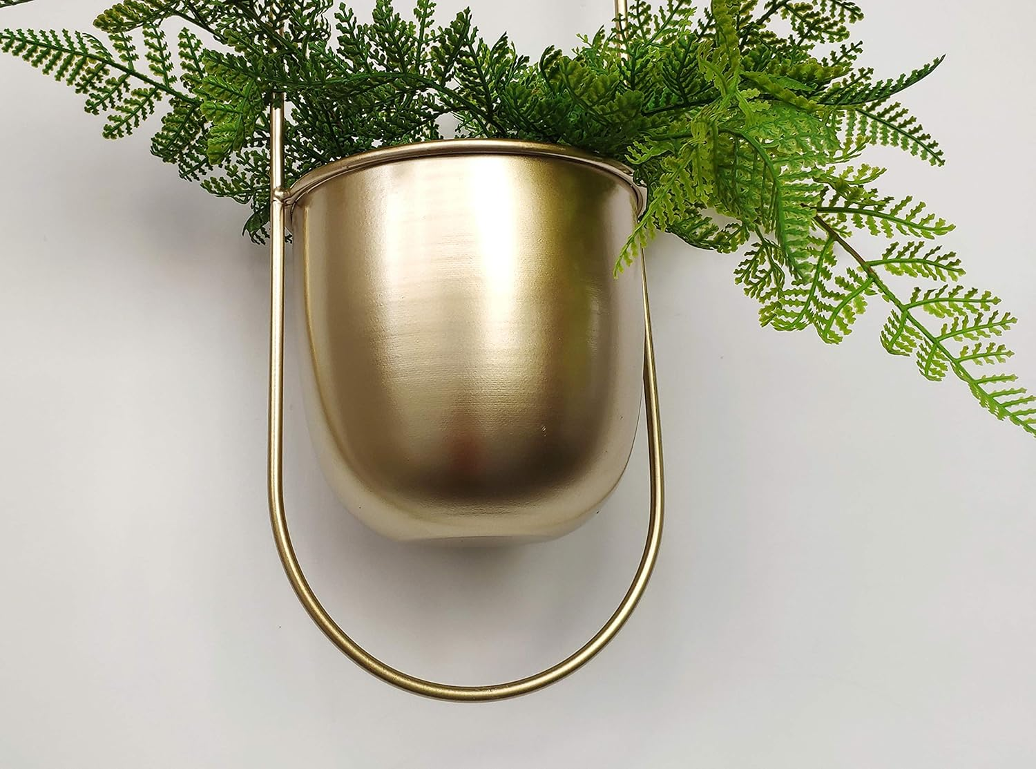 Boho Gold Metal Plant Hanger,Metal Wall and Ceiling Hanging Planter, Modern Planter, Mid Century Flower Pot Plant Holder, Minimalist Planter for Indoor Outdoor Home Decor - Beige image number 7
