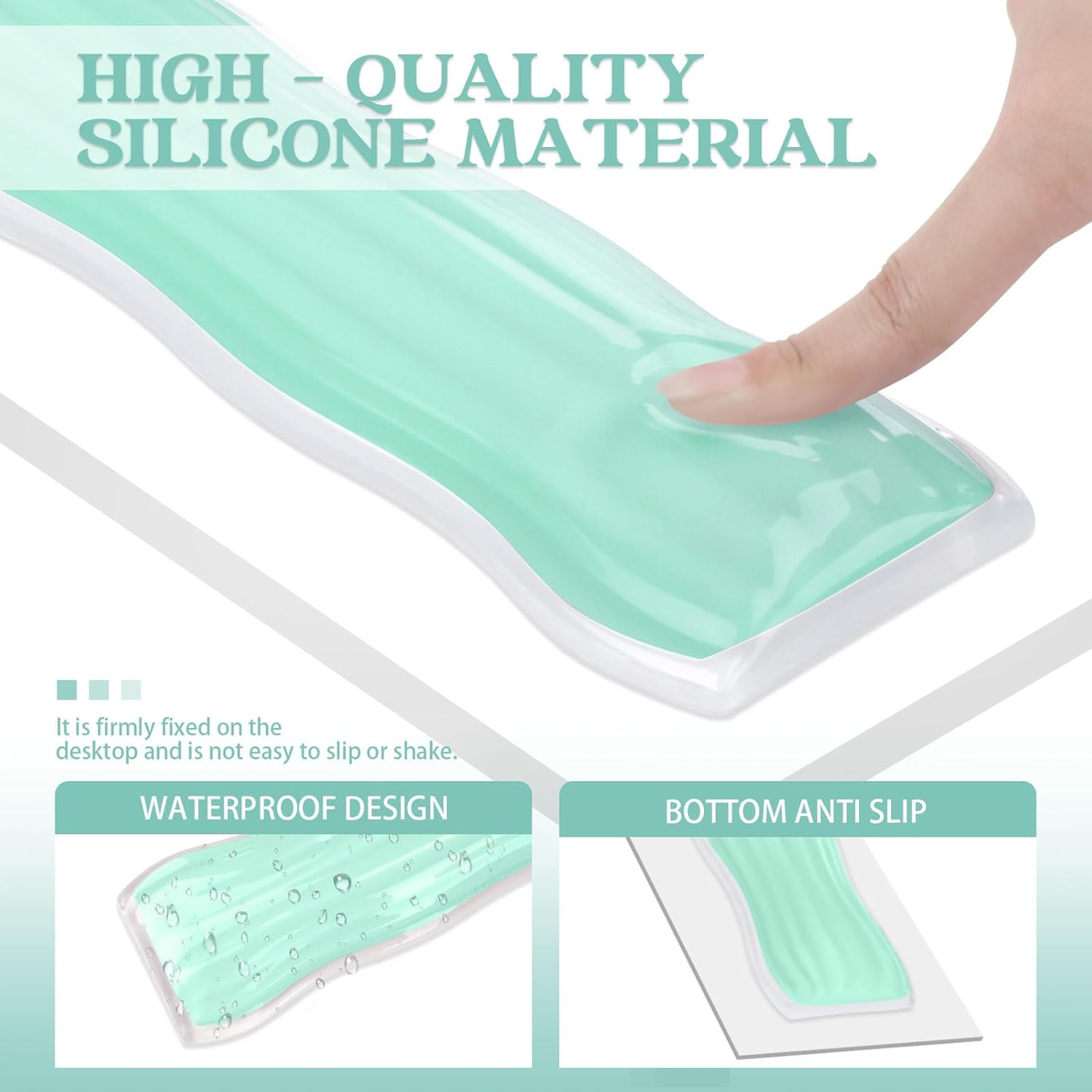 Gel Wrist Rest for Computer Keyboard and Mouse, Ergonomic Clear Keyboard Pad and Mouse Wrist Rest for Gaming, Computers, Laptops, Office Use (Green) image number 2