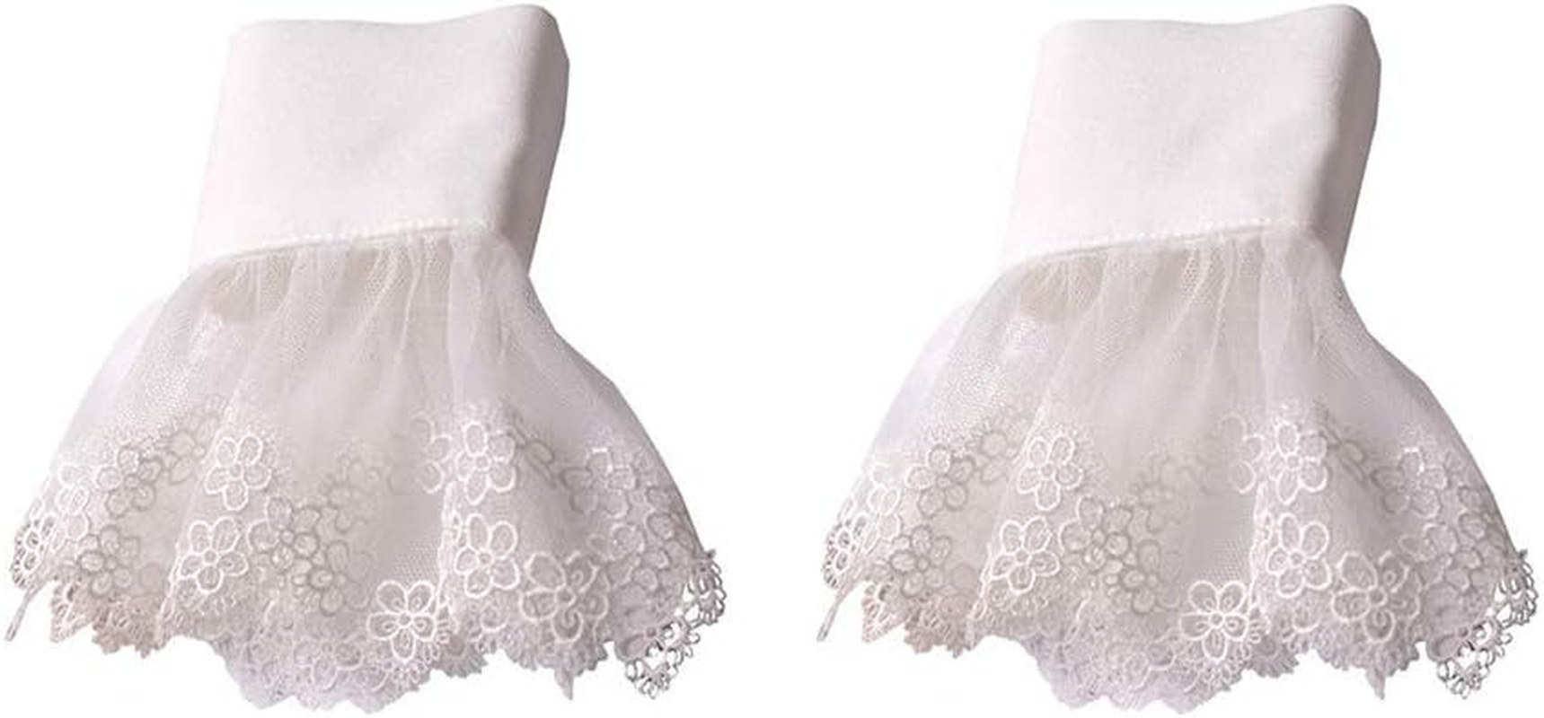 1 Pair Women'S Wrist Cuffs Flower Embroidery Lace Pleated Horn Cuffs Detachable Shirt False Sleeves