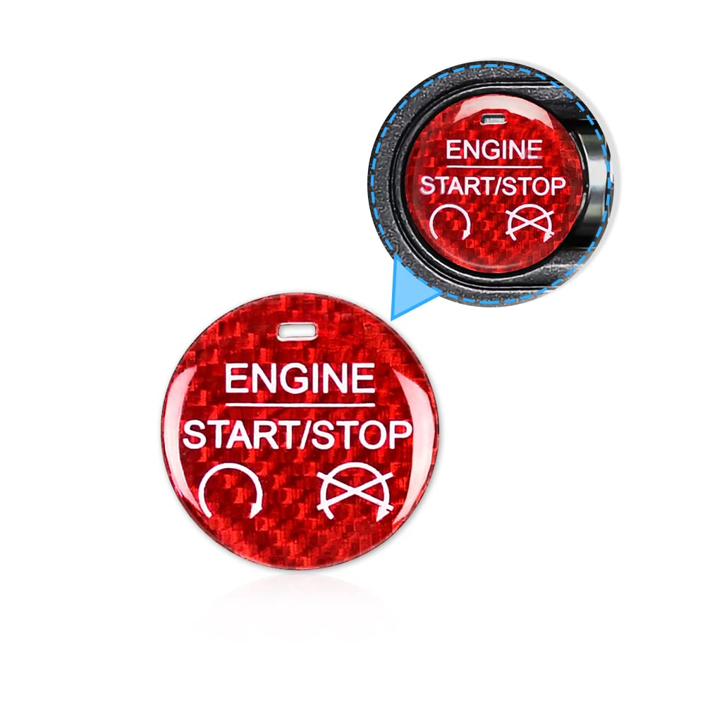 AIRSPEED for Ford Mustang Carbon Fiber Car Engine Start Stop Button Sticker Interior Trim Compatible with Ford Mustang 2015-2023 (Red) image number 2