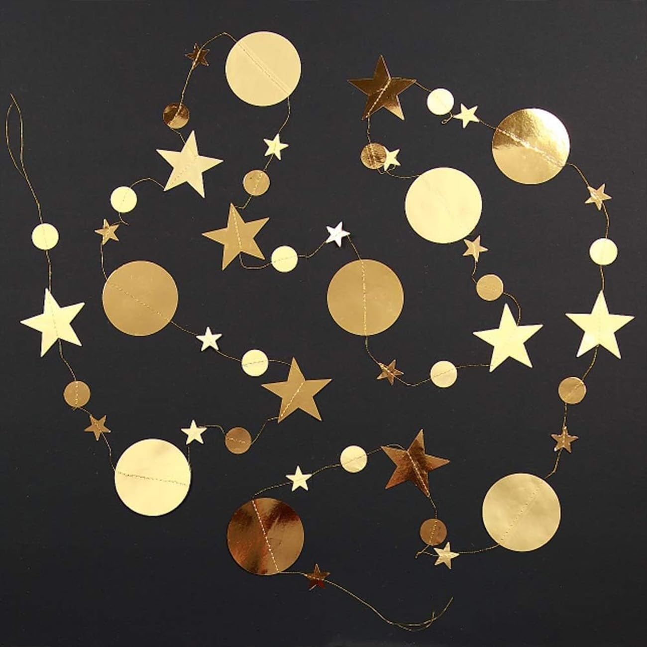OSYLICT 52 Feet Reflective Star Dots Paper Garland,Gold Glitter Sparkling Twinkle Hanging Streamer Circle Banner for Party Birthday Wedding Anniversary Backdrop 4 Pack image number 6