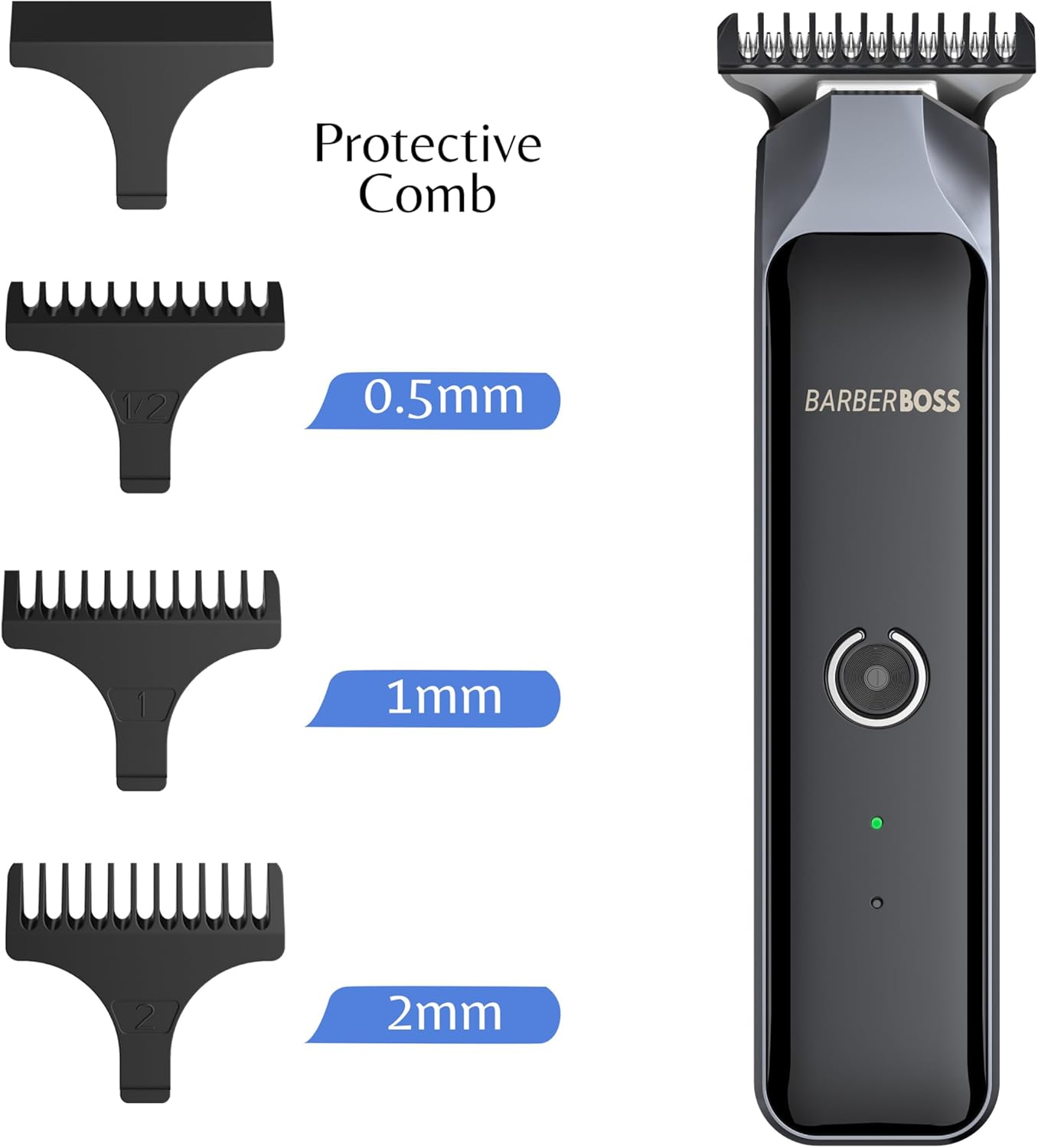 Barberboss Cordless Hair Trimmer for Men, Beard T Blade Grooming, Waterproof Grooming Kit with 4 Guide Combs, LCD Display, USB Fast Charge, Face and Body Hair Trimmer image number 3