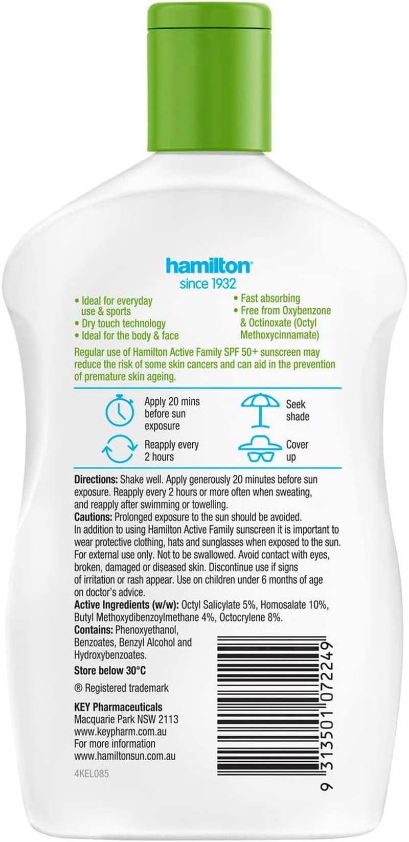 Hamilton Active Family Lotion with SPF50+ 250 Ml image number 1