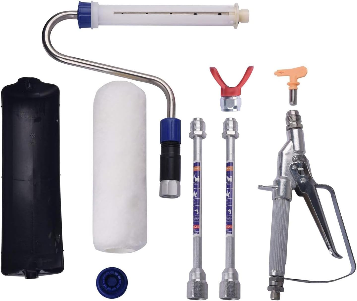 DUSICHIN DUS-133 Power Paint Roller Cover 9 Inch Rotating Painting Tool for High Pressure Paint Spraying Equipment Power Roller 10-Inch Extension Pole 3/4 Nap image number 1