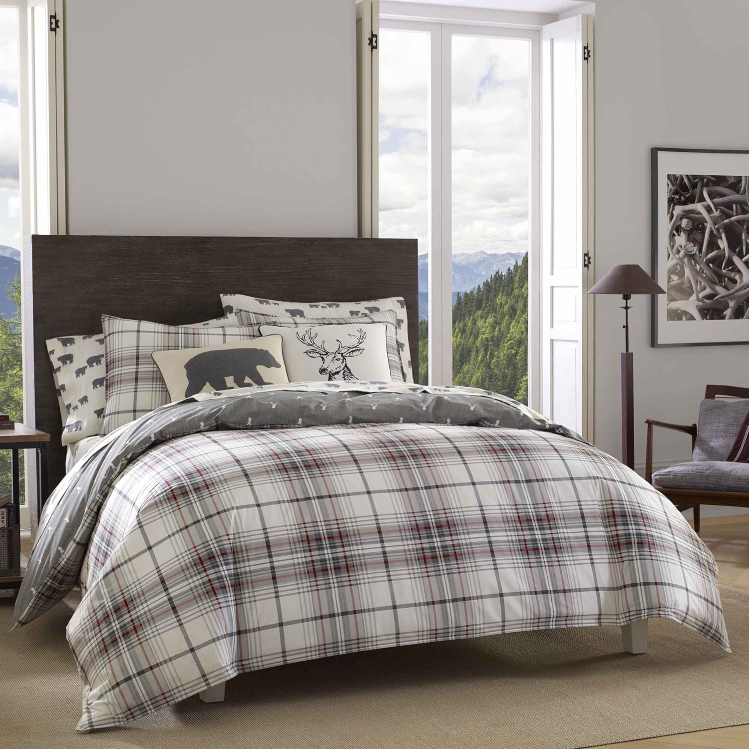 Eddie Bauer Alder Plaid Duvet Cover Set, King, Charcoal