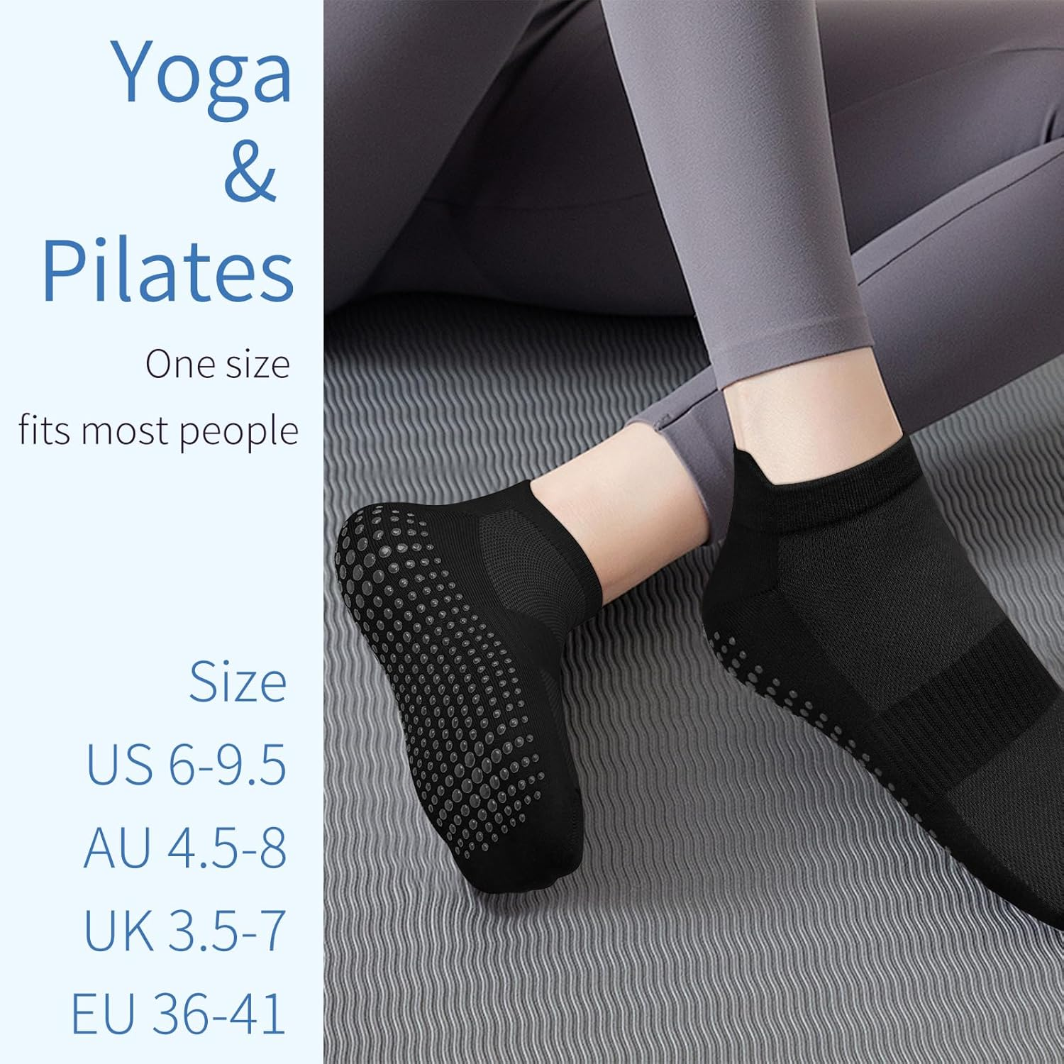 Leonids 4 Pairs Yoga Socks for Women, Anti-Slip Pilates Grip Socks with Brearthable Mesh for Yoga, Ballet, Barrem, Lagreem, Barefoot Workout image number 4
