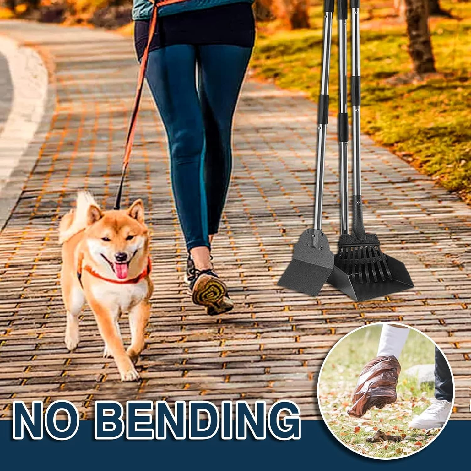 Pooper Scooper, Long Handle Dog Pooper Scooper, Heavy Duty Stainless Steel Rake with Tray & Spade Set for Pet Waste Removal, for Grass, Dirt or Gravel image number 6