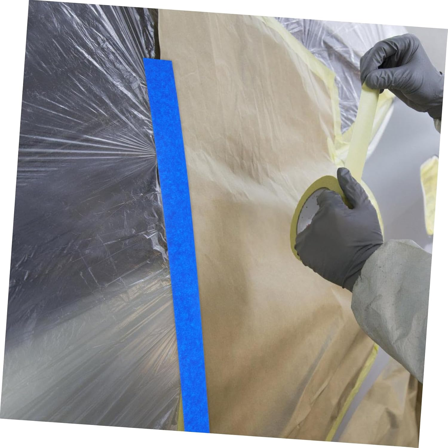 6Rolls Thick Masking Tape Yards for Auto Painting and Craft Projects Adhesive Masking Paper image number 4